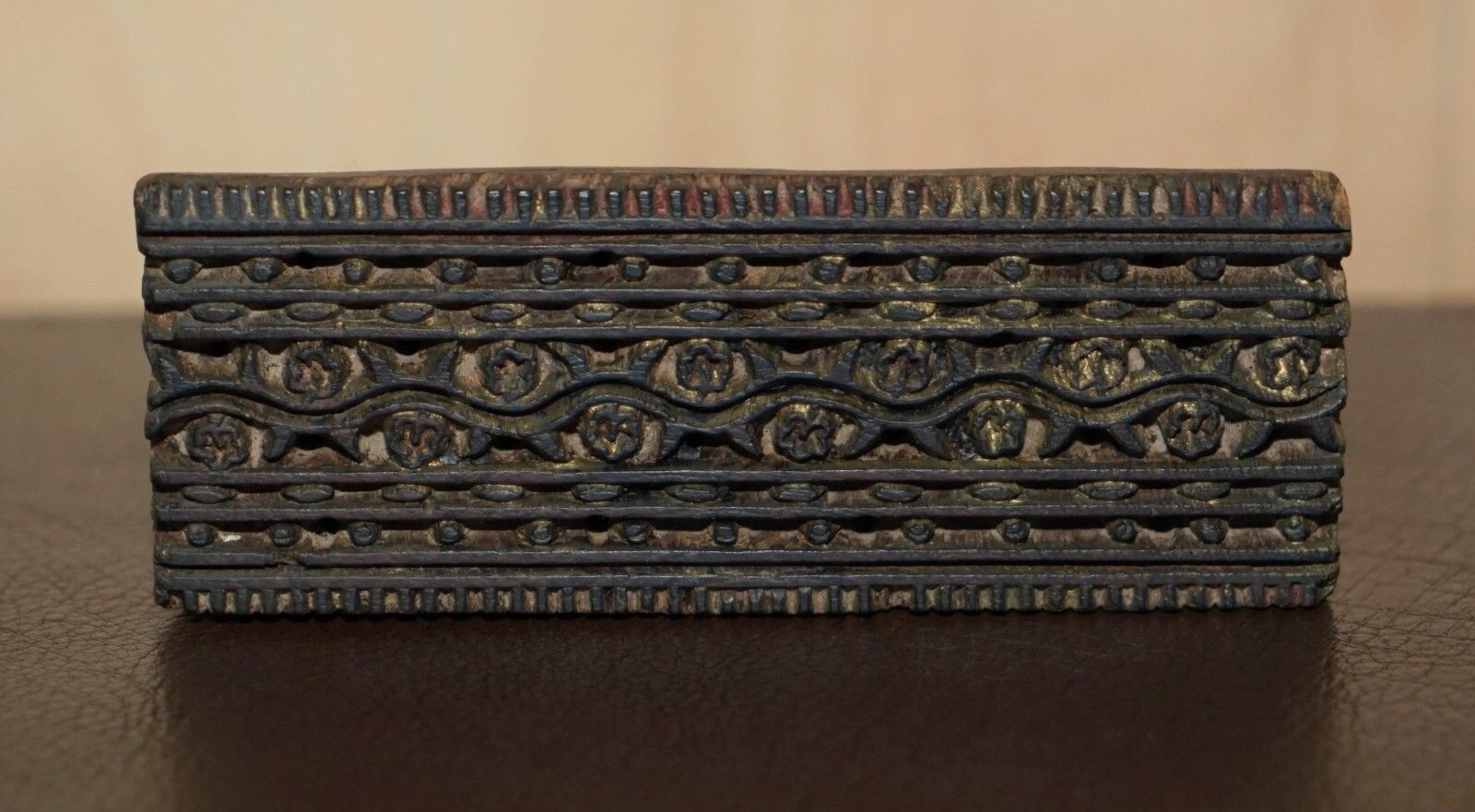 Very Collectable Antique Hand Carved Twelve Flower Printing Block For Wallpaper photo furniture