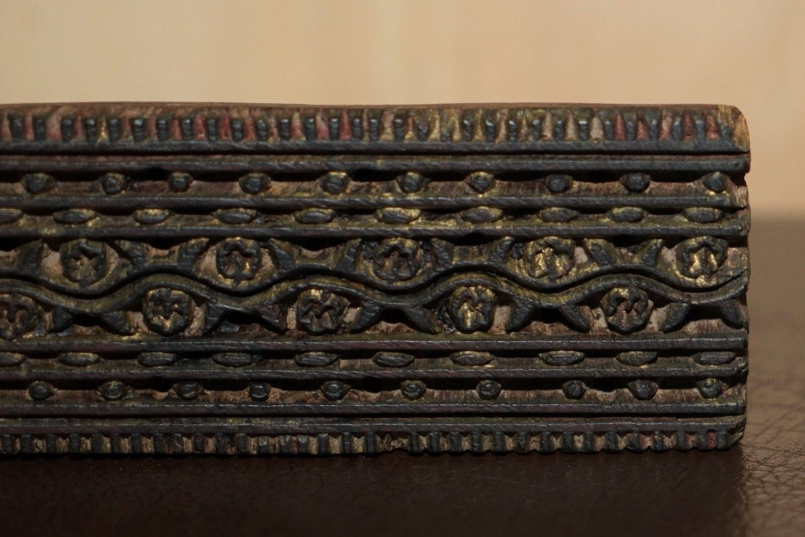 Very Collectable Antique Hand Carved Twelve Flower Printing Block For Wallpaper photo Home Decor