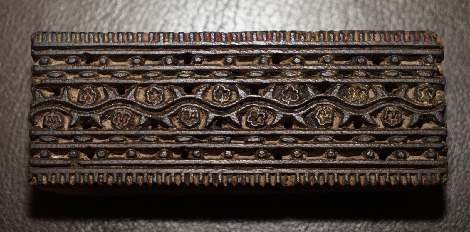 photo for sale Very Collectable Antique Hand Carved Twelve Flower Printing Block For Wallpaper