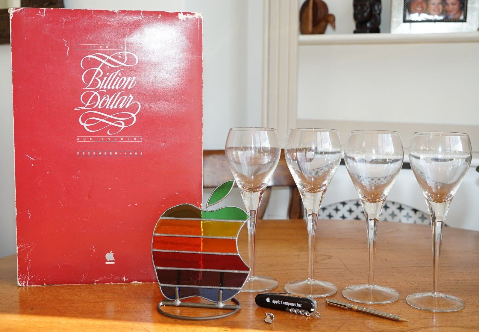 Set Of Very Rare 1982 Apple Computers Glasses Celebrating 1 Billion Dollar Sales photo furniture