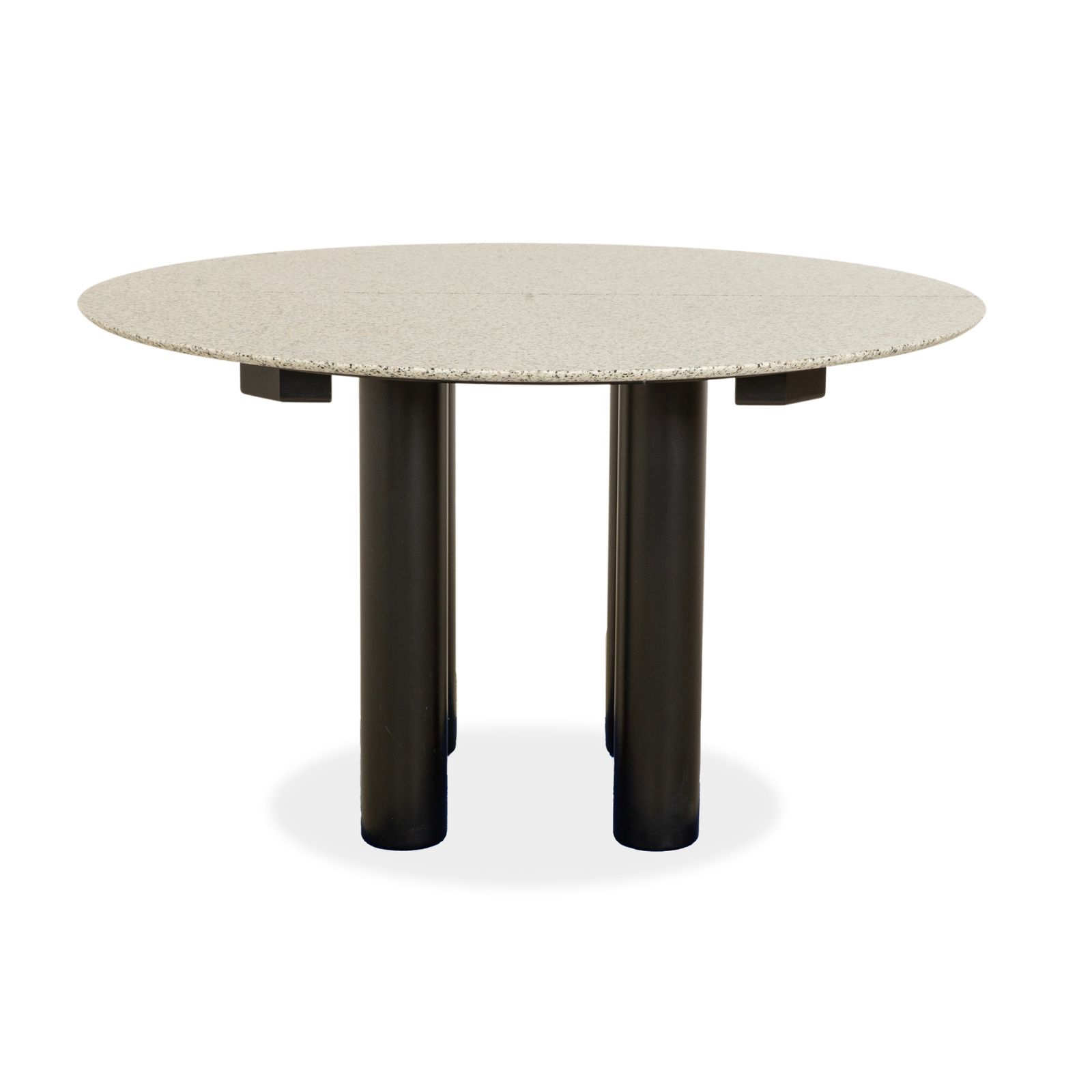 Table à manger Draenert 1226 en granit et bois, granit noir et gris, fonction rallonge