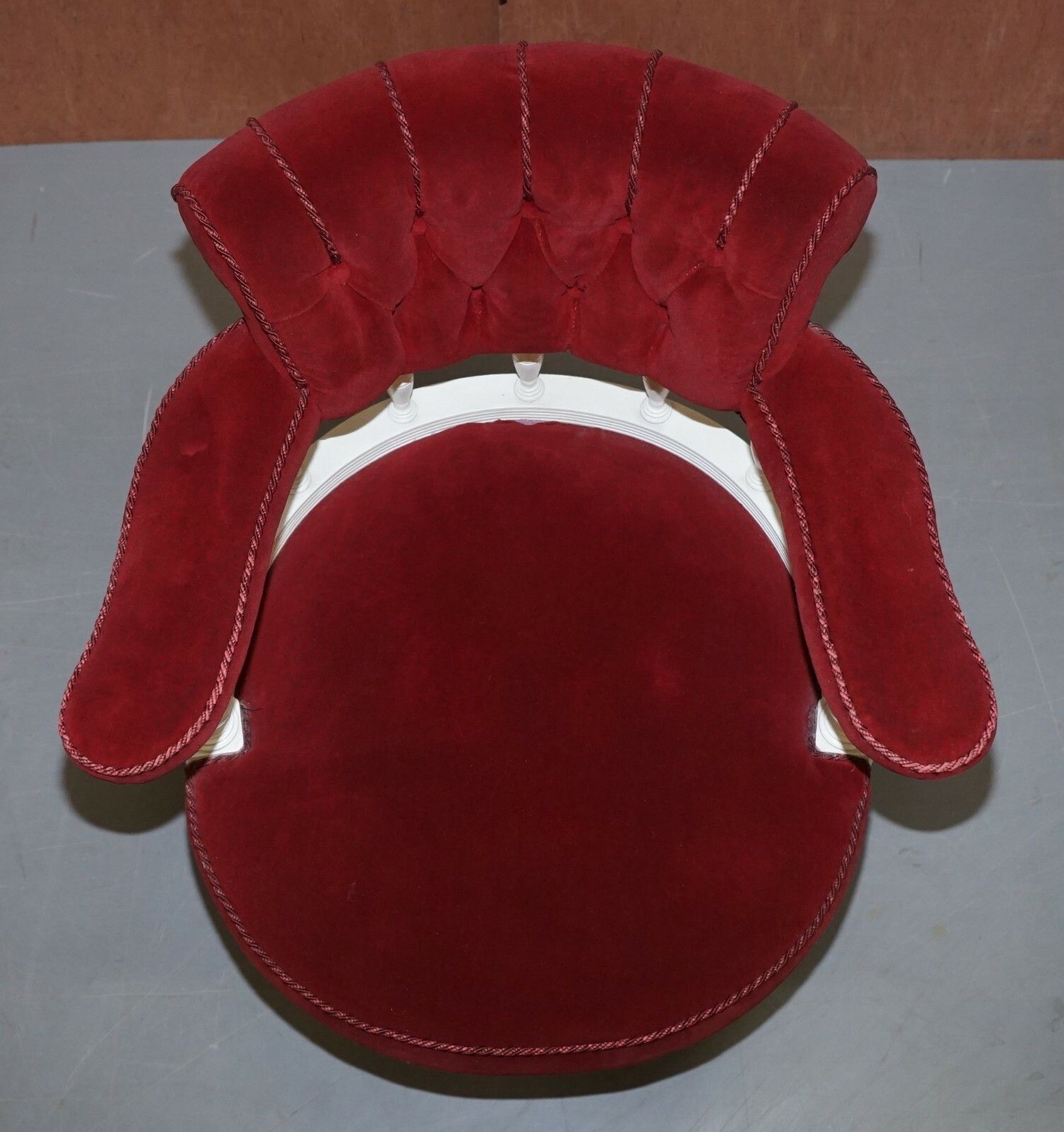 Victorian Red Velvet Upholstered Oak Framed Small Captains Occasional Armchair photo Furniture