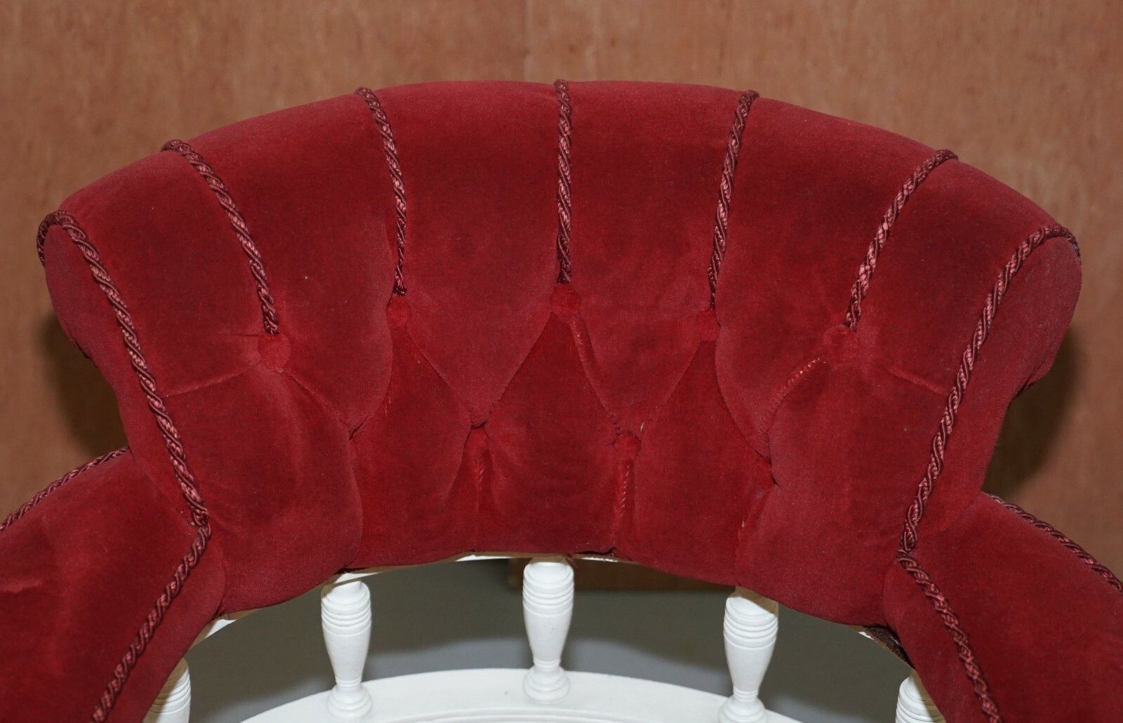 Victorian Red Velvet Upholstered Oak Framed Small Captains Occasional Armchair photo 400.0