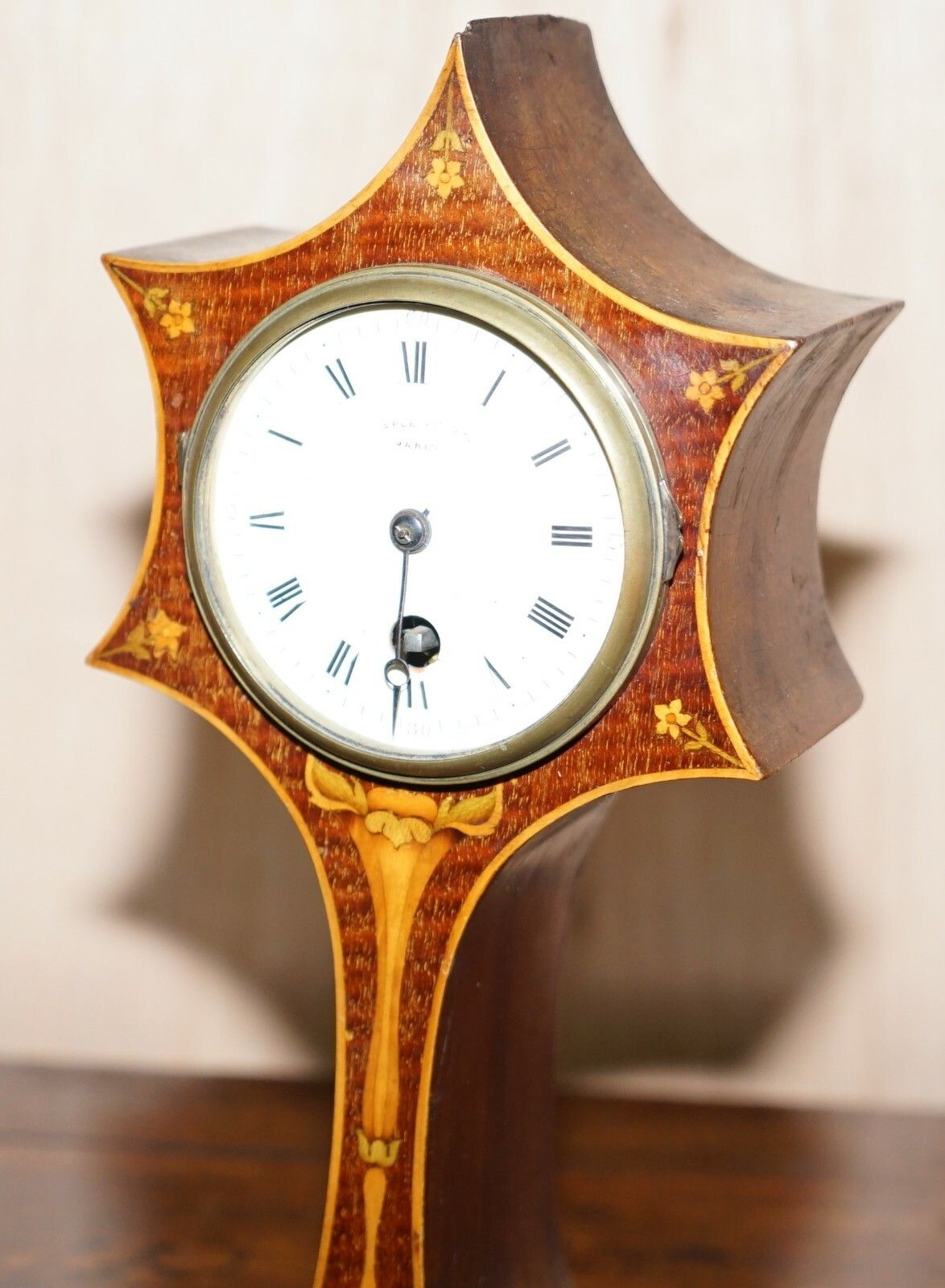 Stunning Maple & Co Paris Art Nouveau Mahogany Marquetry Inlaid Mantle Clock photo Home Decor