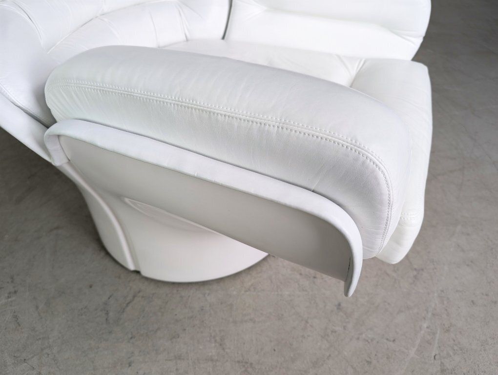 Meubels Elda Chair Joe Colombo Fauteuil Vintage Comfort Leer Wit photo