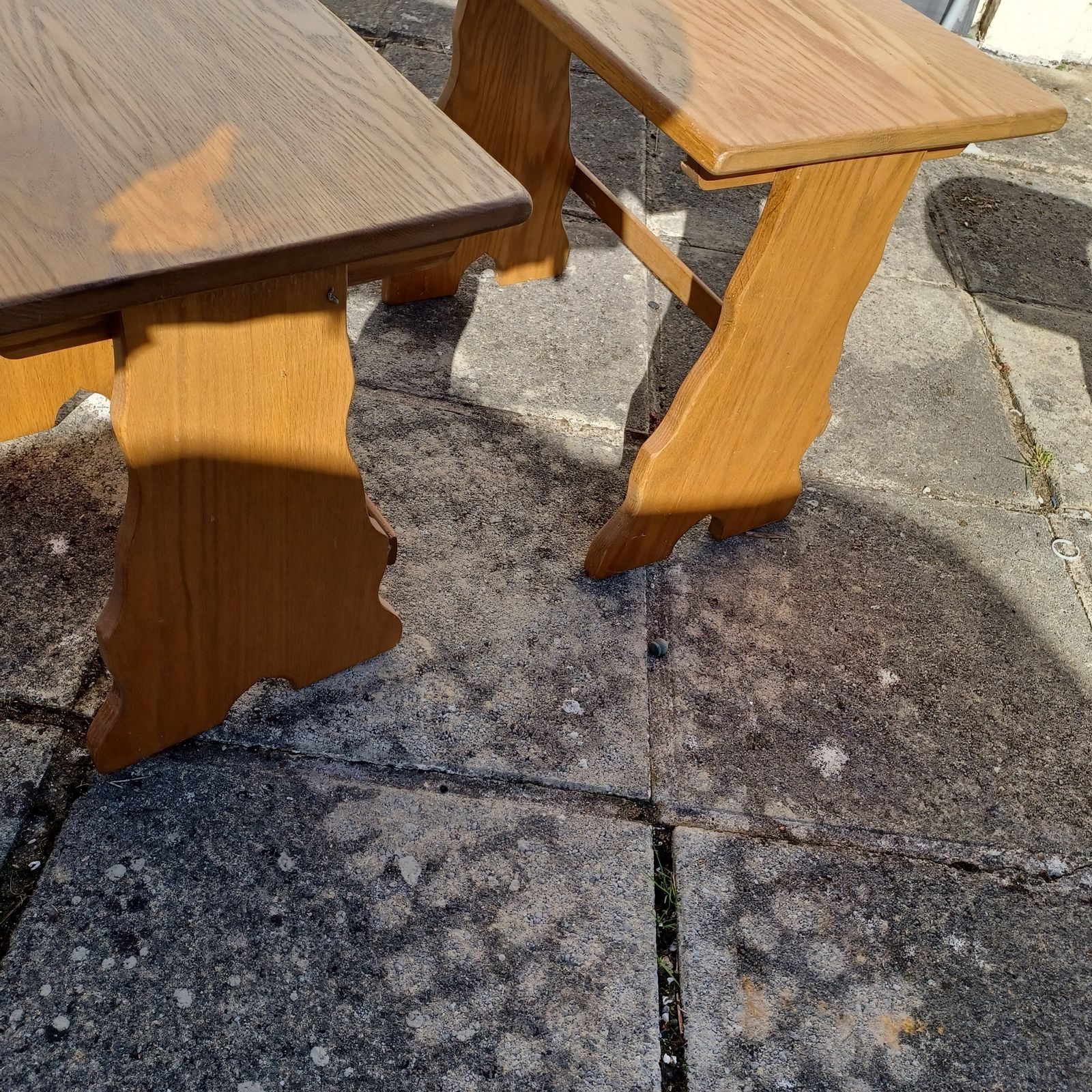 Side Tables Nest Benches Solid Wood Stools X2 photo Furniture
