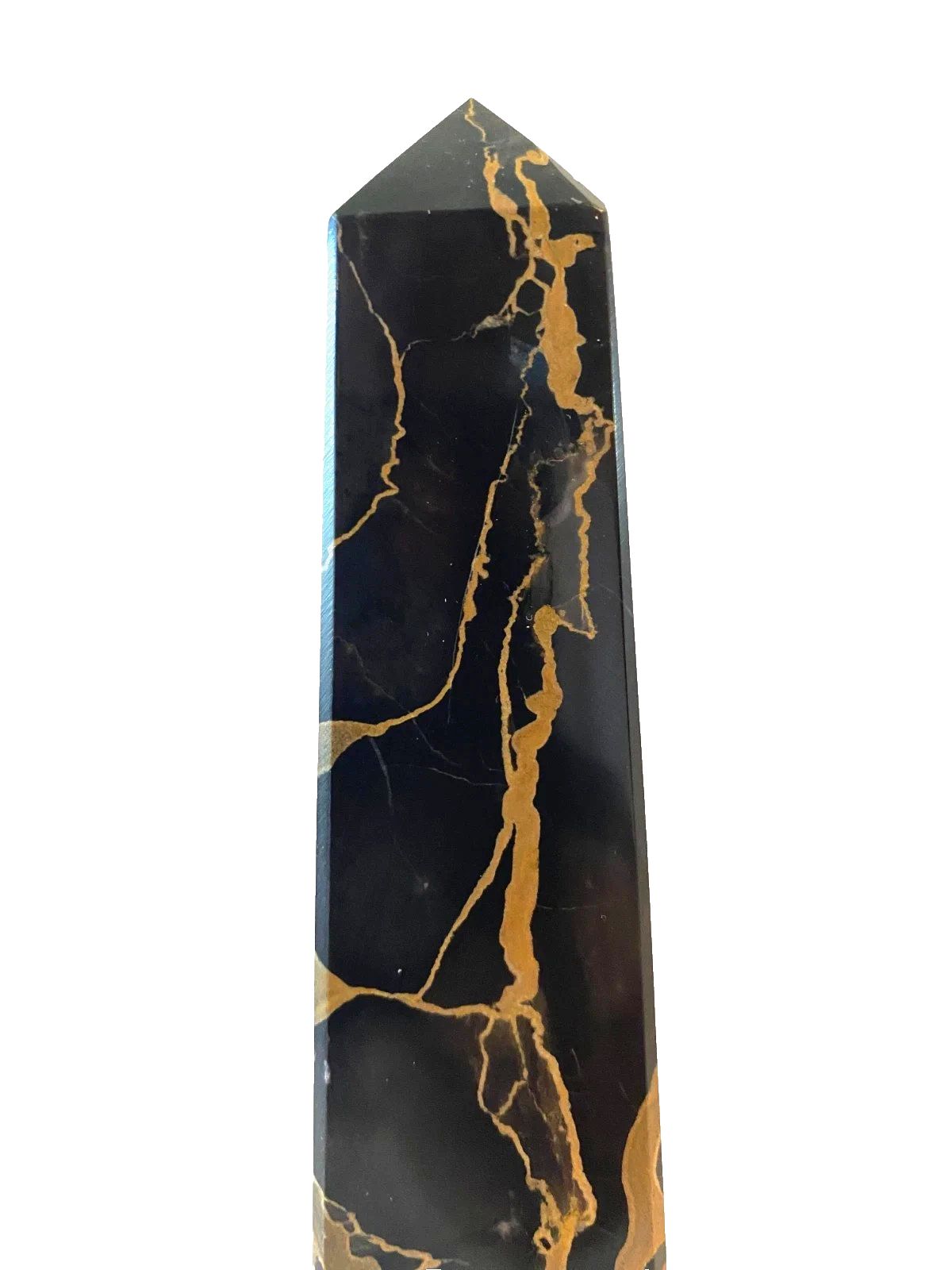 Portor Black Marble Obelisk With Yellow Vein 20th Century photo 462.83