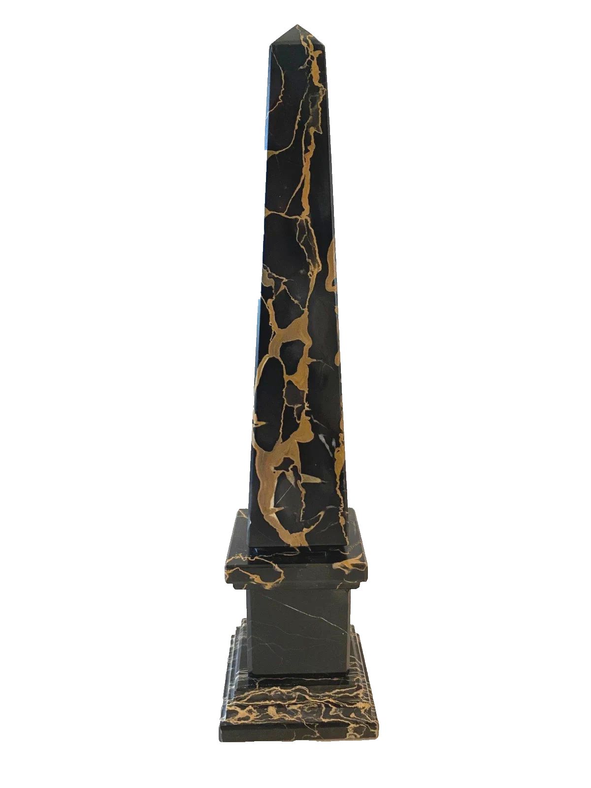 Art Portor Black Marble Obelisk With Yellow Vein 20th Century photo