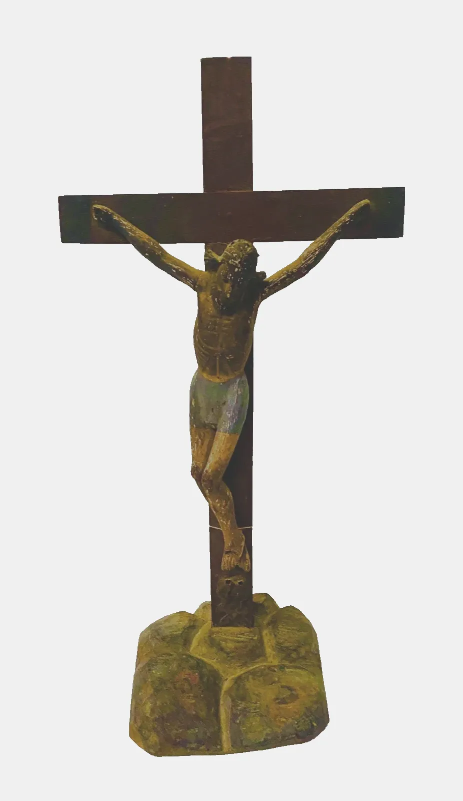 Natural Wood Crucifix Polychrome 18th Century