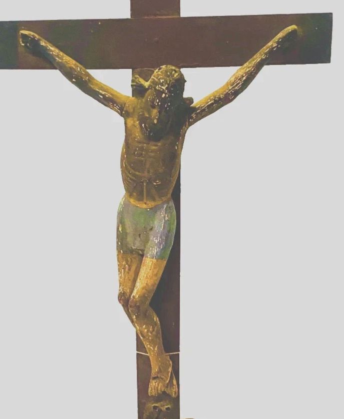 Natural Wood Crucifix Polychrome 18th Century photo Art