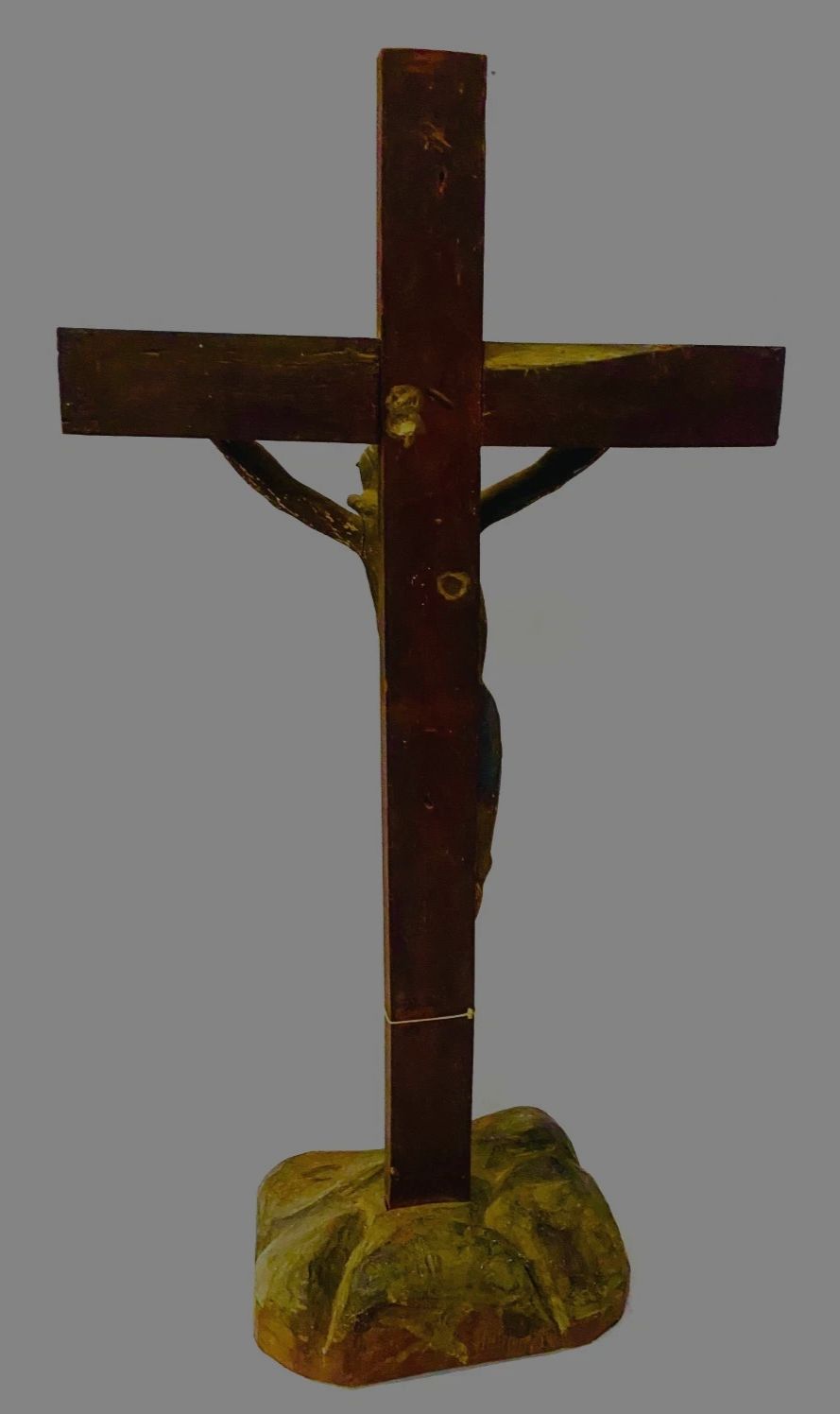 Natural Wood Crucifix Polychrome 18th Century photo vinterior