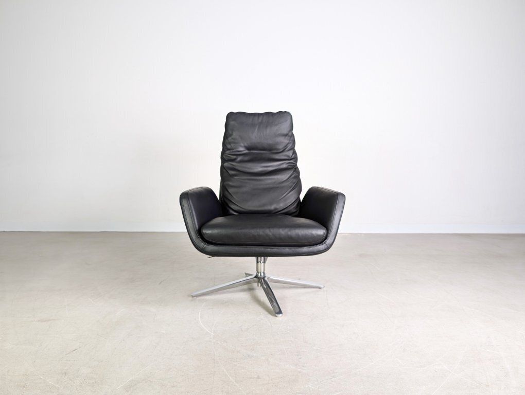 Original Cor Cordia Armchair 15111 Leather 286 Black Swivel Chair photo for sale