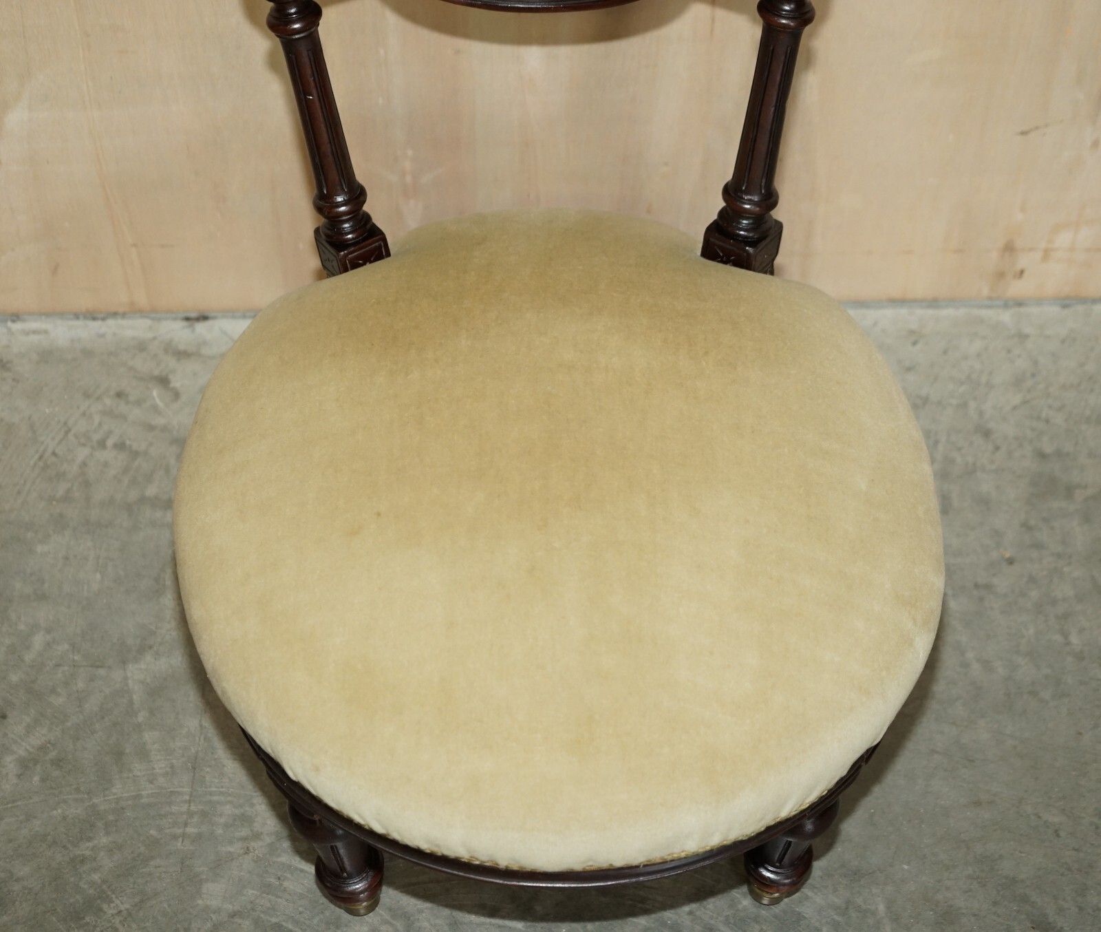 Small Antique Victorian Nursing Chair Circa 1860 Carved Mahogany Frame photo vinterior