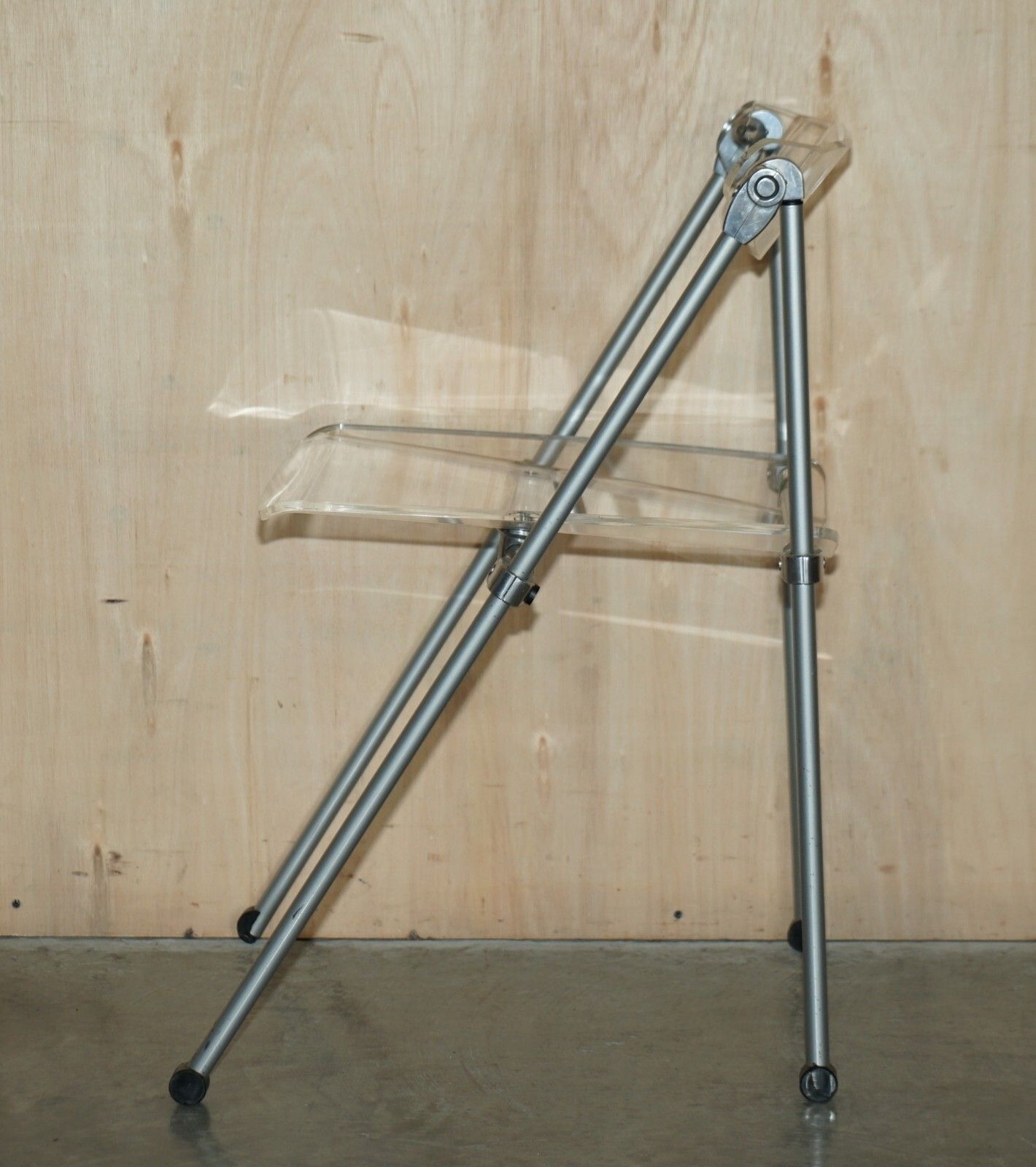 photo for sale Seriously Cool Over Engineered Metal & Lucite Folding Office Chair Swing Back