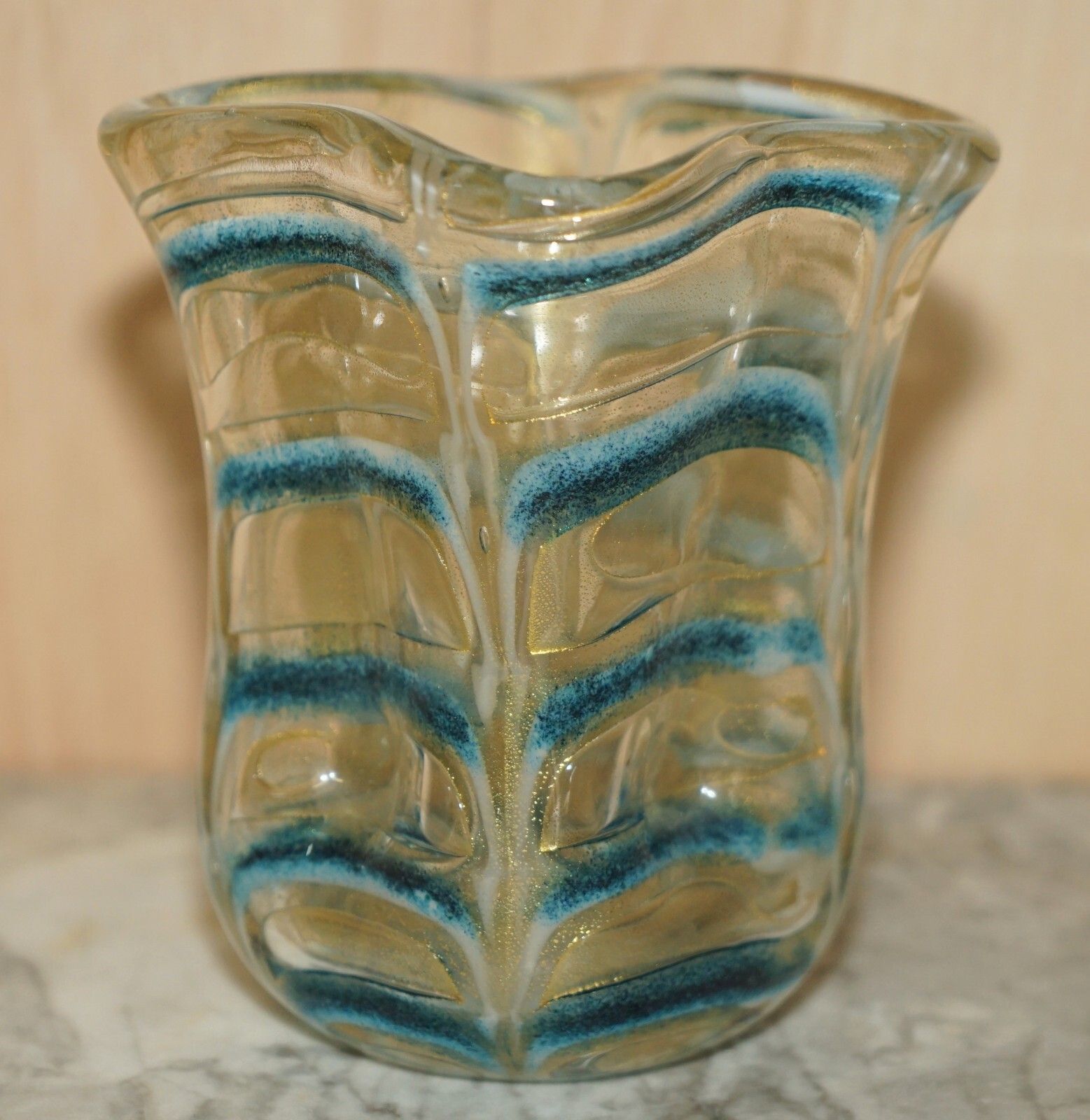 photo for sale Beautiful Decorative Custom Made Decorative Glass Vase With Crimped Design
