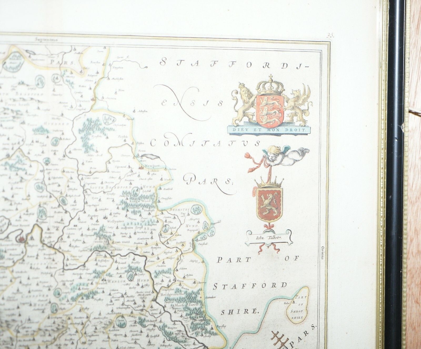 Staffordshire 1645 Hand Coloured Antique Print Staffordiensis Comitatvs Map photo Art