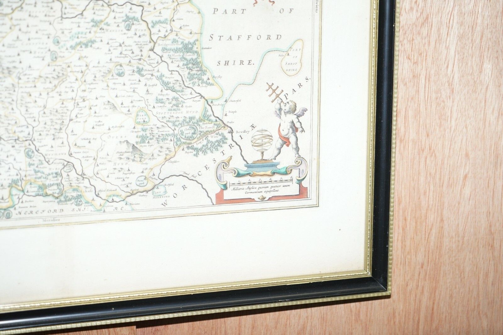 Staffordshire 1645 Hand Coloured Antique Print Staffordiensis Comitatvs Map photo 350.0