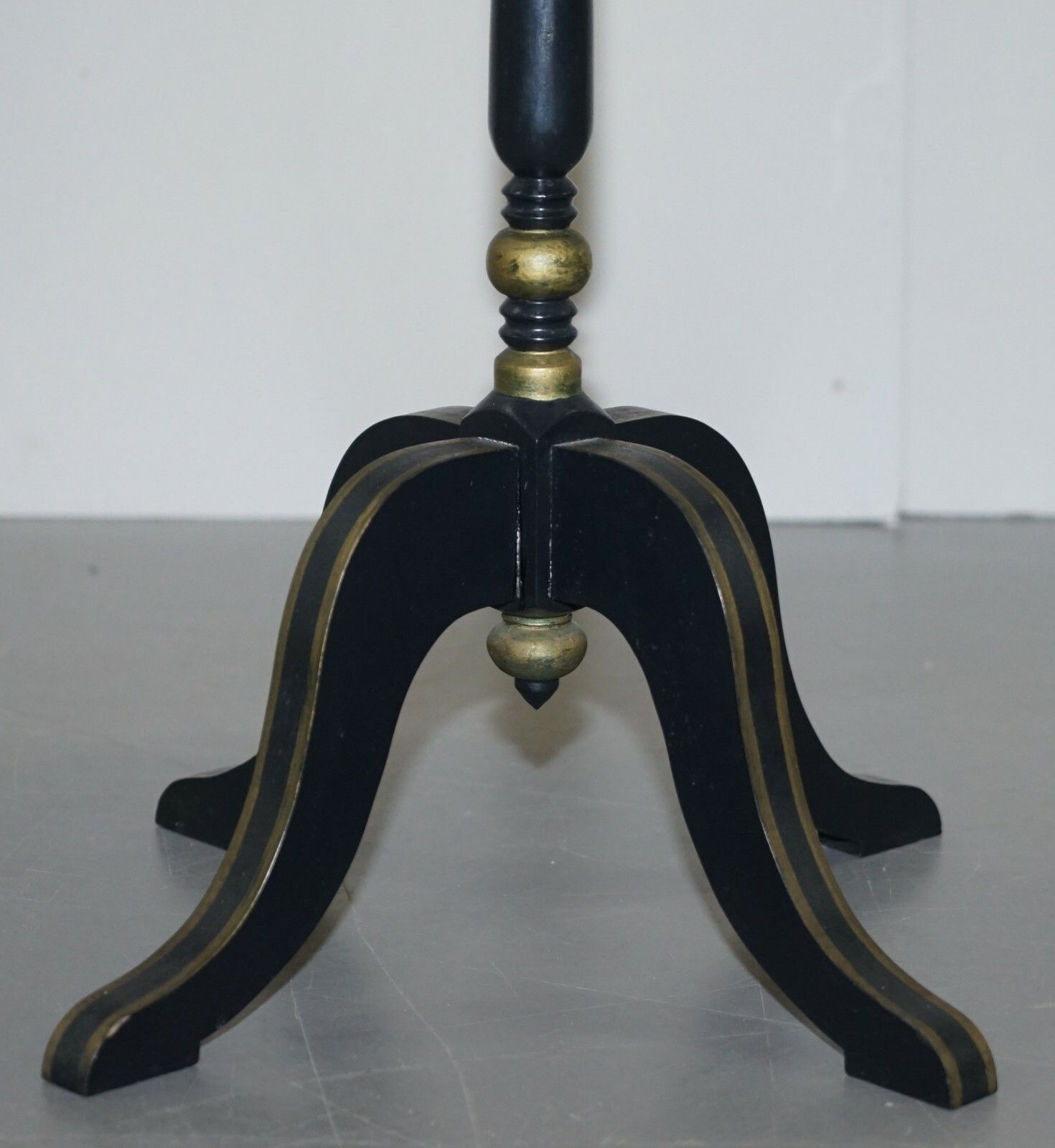 Lamp Side End Table With Ebonised Black Frames And Gold Gilt Wood Detailing photo vintage
