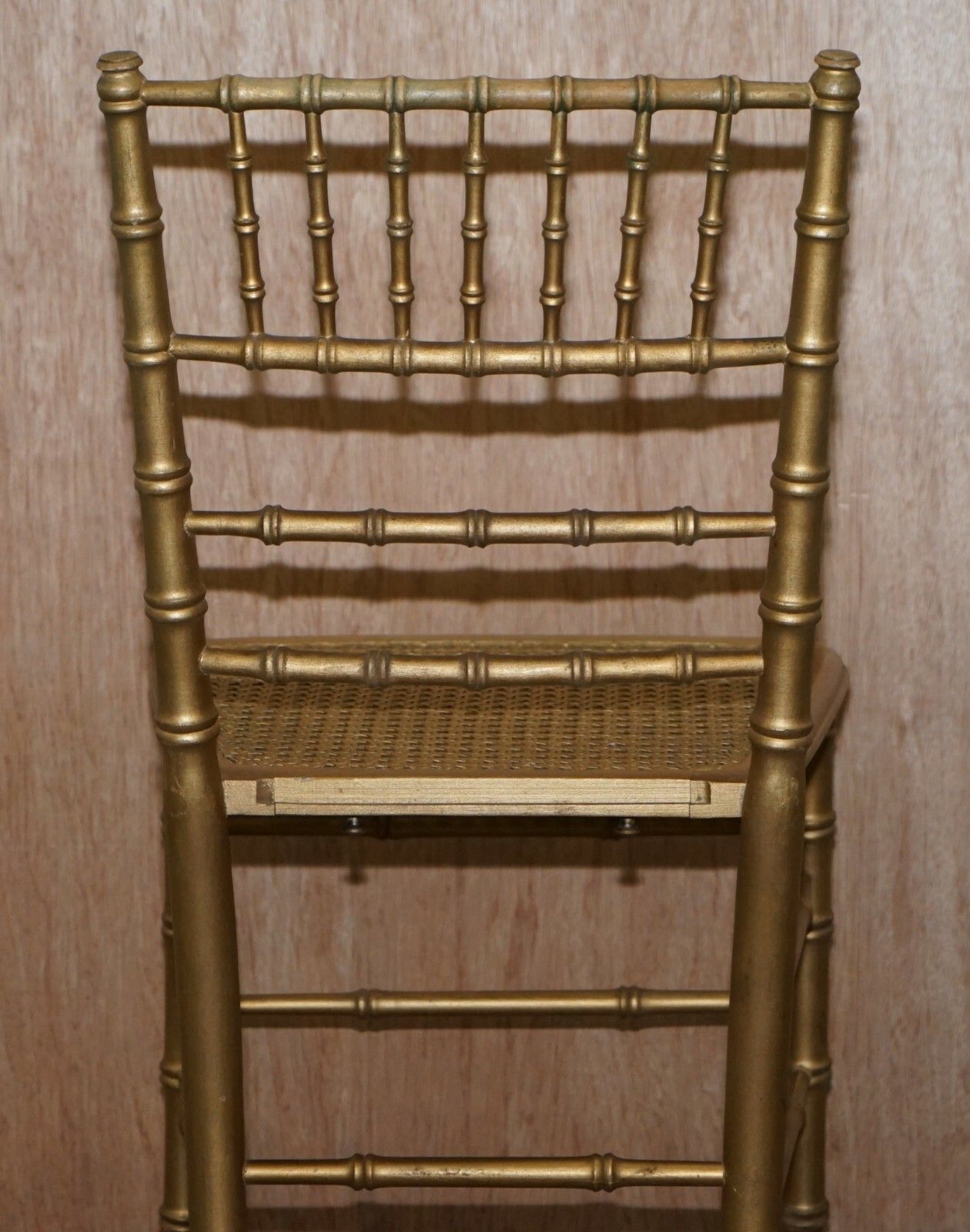 photo furniture Edwardian Giltwood Famboo Regency Style Bergere Chair With Newly Gold Gilt Frame