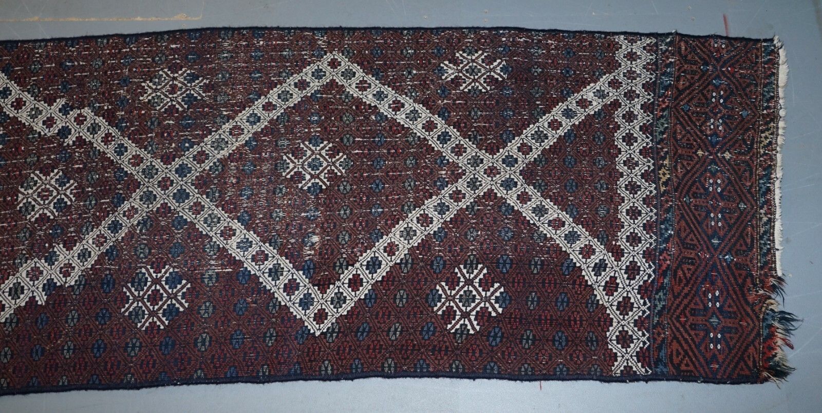 Very Old Antique Hand Knotted Runner Rug Stunning Kilim Country House Charming photo vintage
