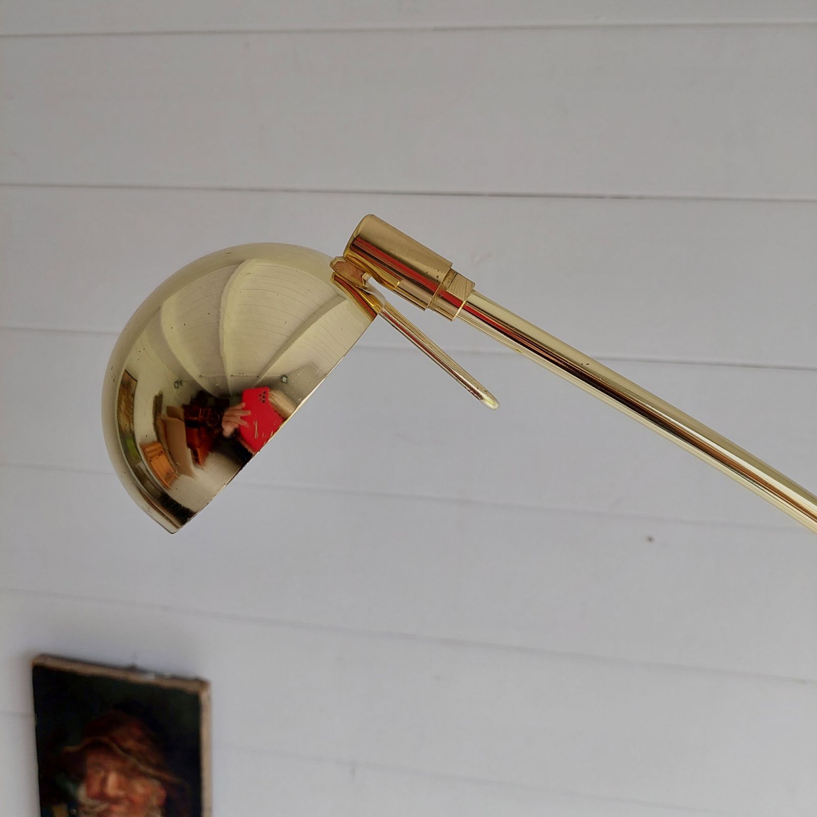 Mid Century Adjustable Brass Floor Lamp Counter Balance Minimalist, Germany, 1970s photo buy
