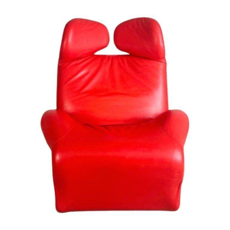 Original Cassina Wink Chair Armchair Toshiyuki Kita Leather Red Design