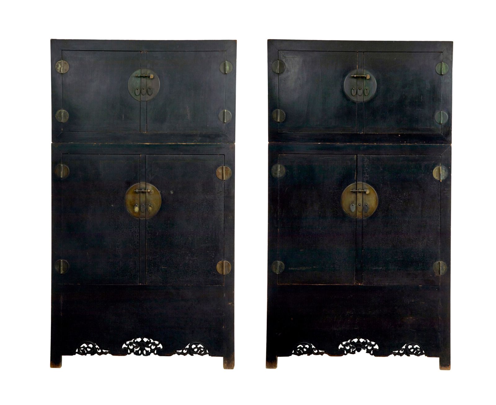 9350.0 Pair Of 19th Century Black Lacquered Chinese Compound Cabinets photo
