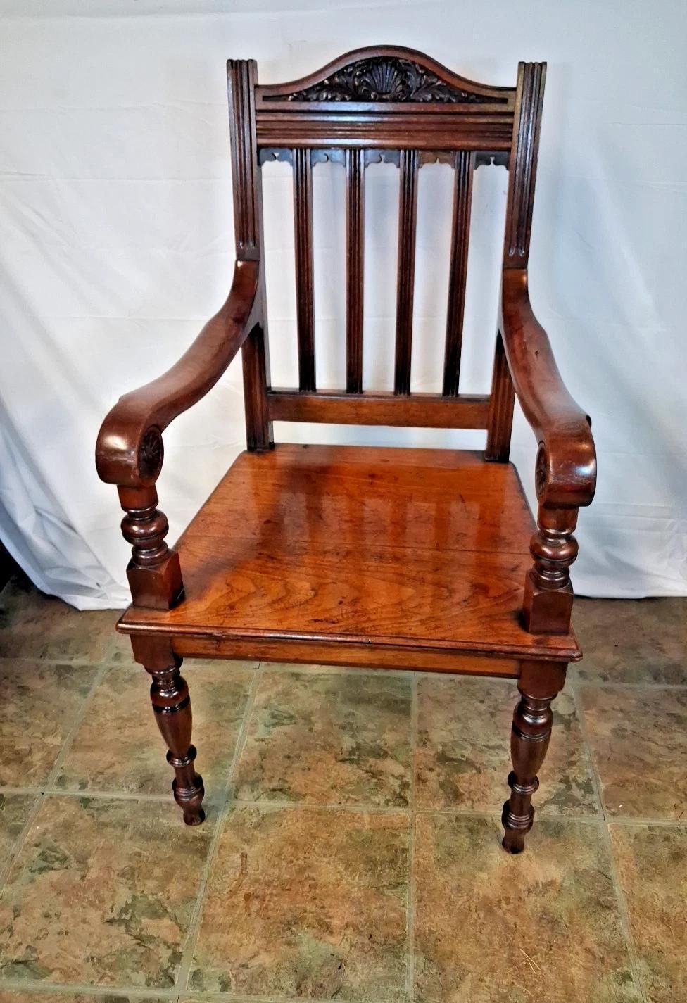 Victorian Mahogany Hall Elbow Chair With Beautiful Patina
