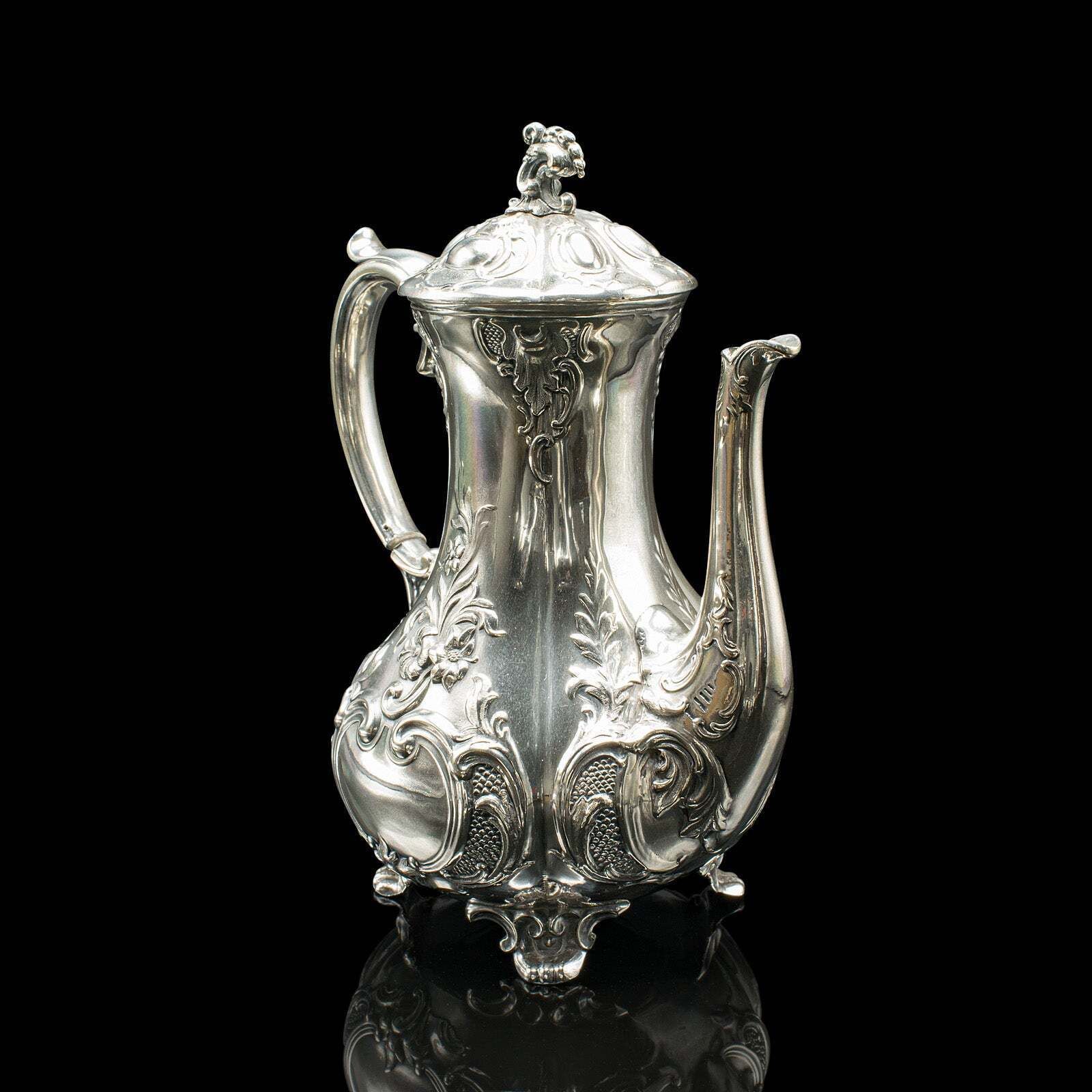 Antique 4 Piece Tea Service, English, Silver Plate, Coffee Pot, Edwardian, 1910 photo for sale