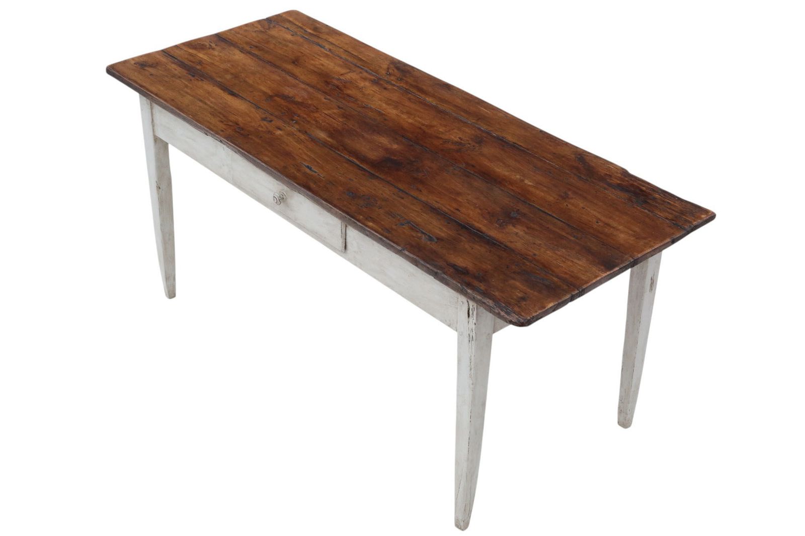 Antique 19th Century Pine Dining Kitchen Table With Drawer – Fine Quality photo furniture