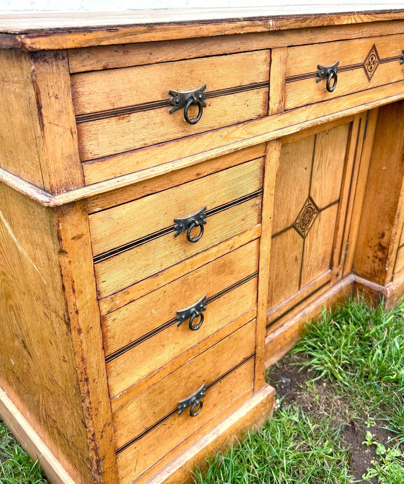 Aesthetic Movement Antique Ash Desk Cabinet Chest Of Drawer Cupboard Bedroom Victorian Vintage Storage Arts Crafts Office photo for sale