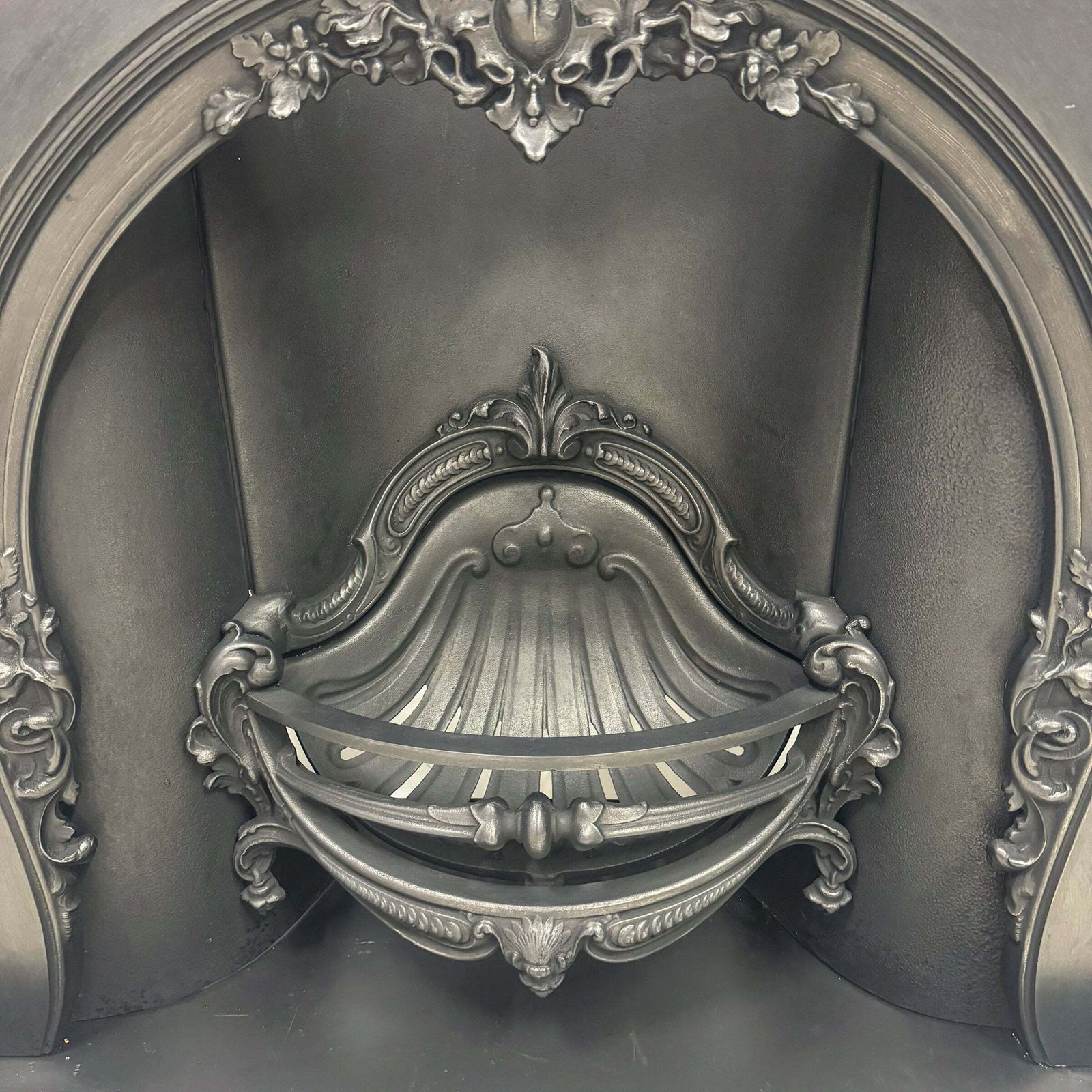 Ornate Reclaimed Victorian Style Cast Iron Insert photo for sale