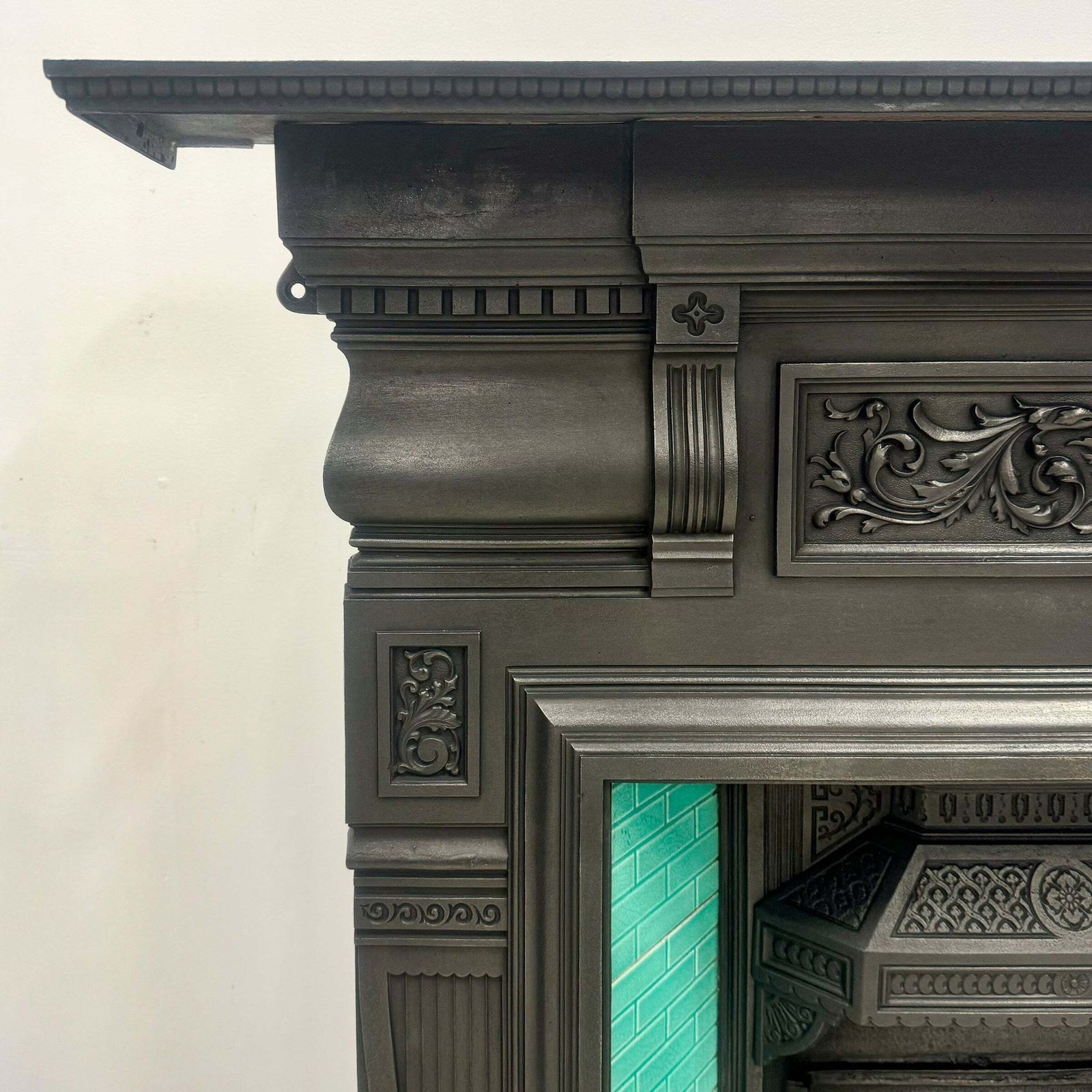 Antique Victorian Cast Iron Tiled Combination Fireplace photo for sale