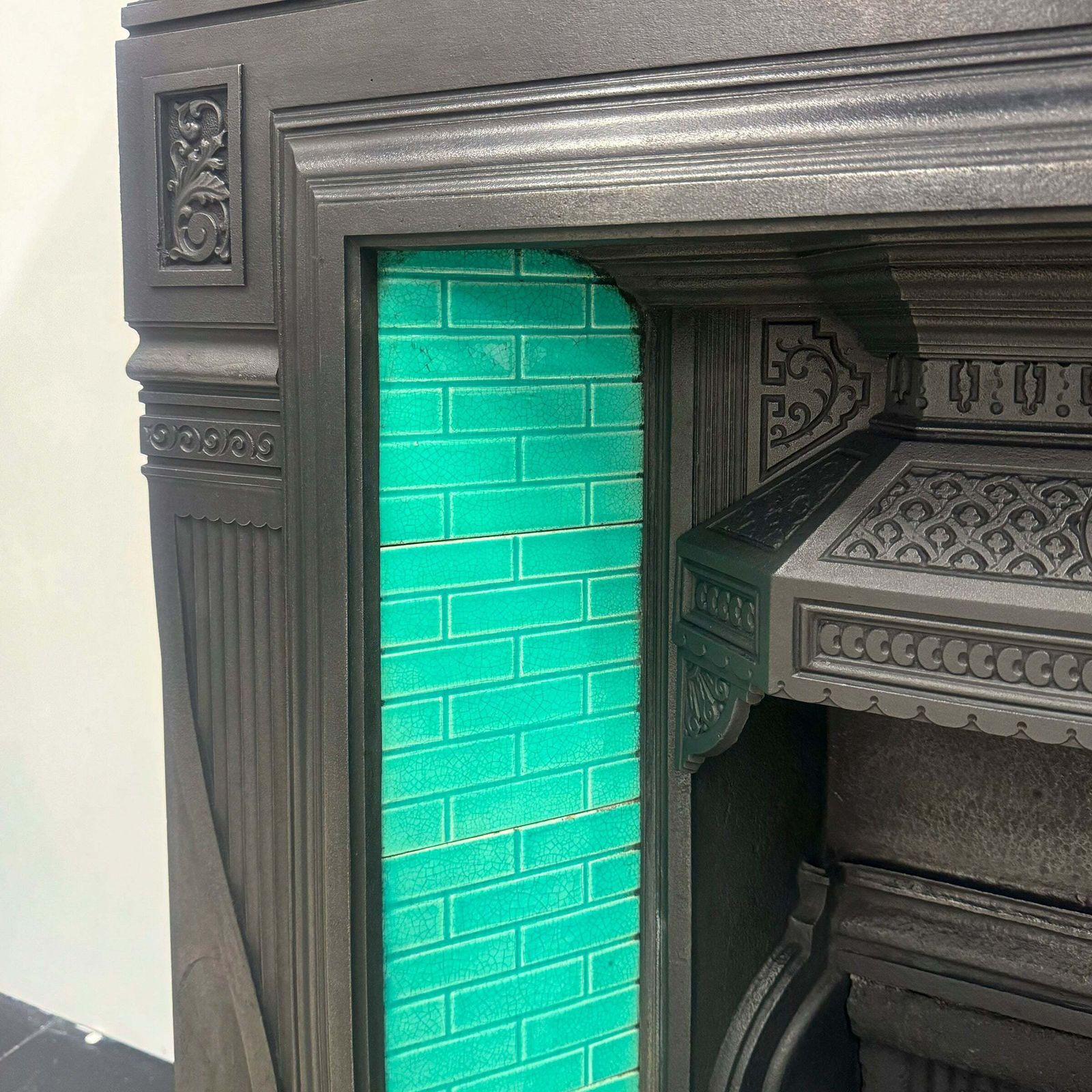 Antique Victorian Cast Iron Tiled Combination Fireplace photo buy
