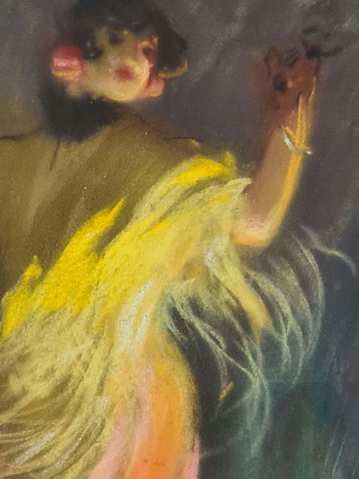 Flamenco Dancer, Belle Epoque Romantic Pastel Portrait, Conchita De Cadiz, 1900s, By Louis Ernest Fortuné Andrieux, Dit Fortuney, photo 1211.0