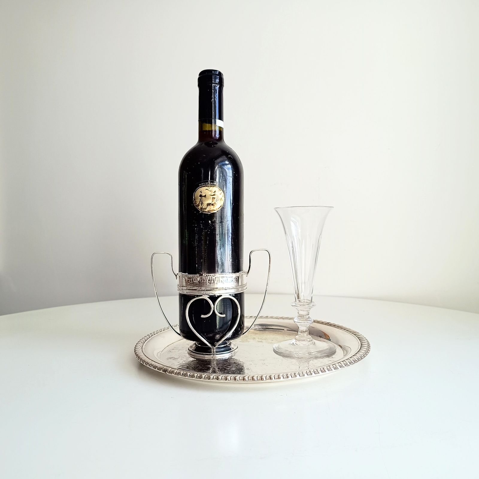 Silver Plate Neo Classical Red Wine Bottle Display Stand, Georgian Style