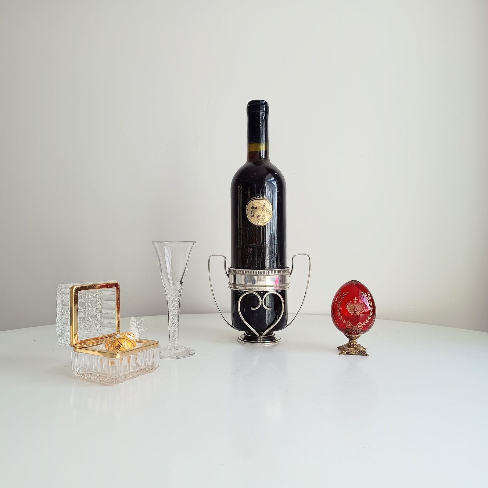 photo furniture Silver Plate Neo Classical Red Wine Bottle Display Stand, Georgian Style