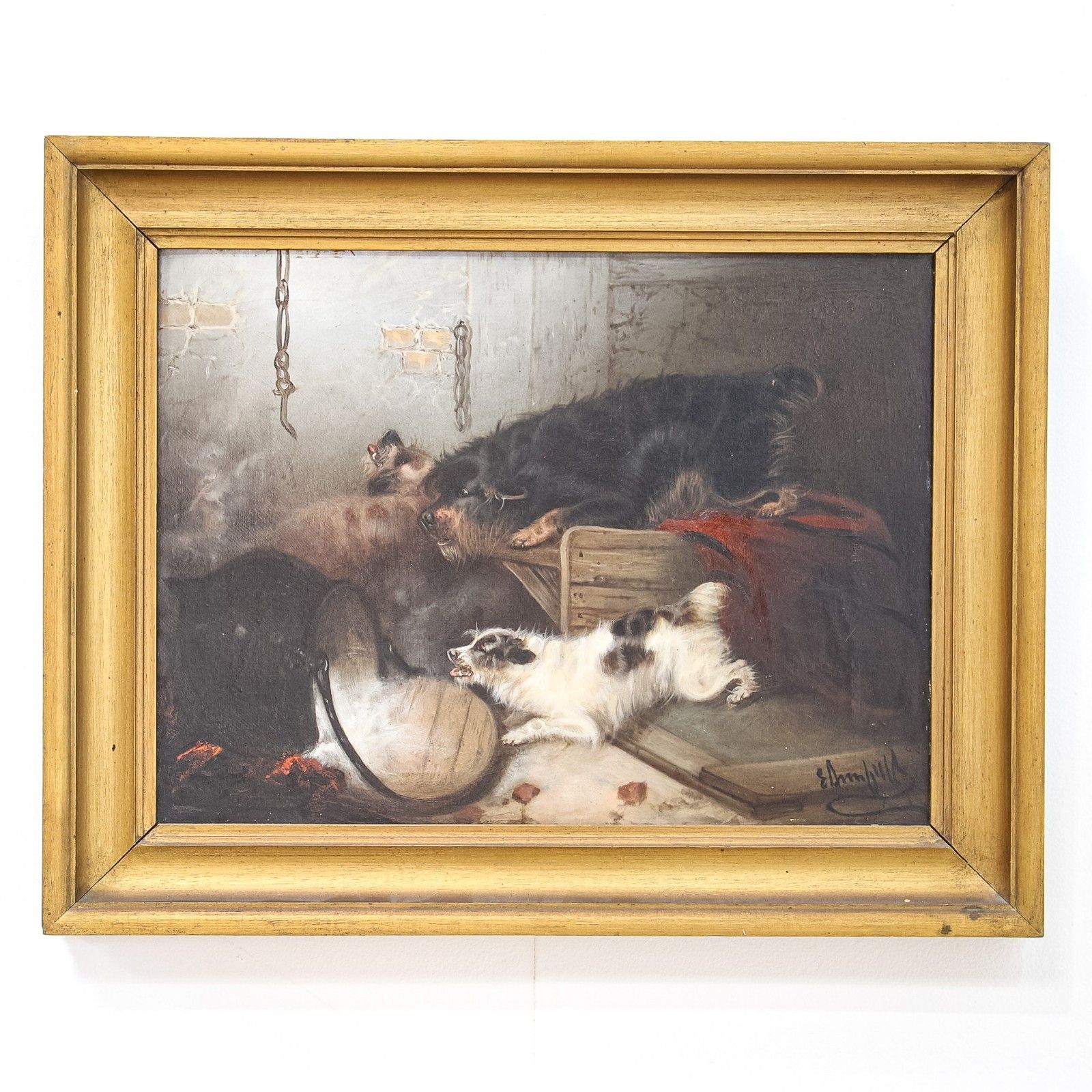 Pair Of Oil Paintings Of Terrier Dogs By Edward Armfield photo for sale