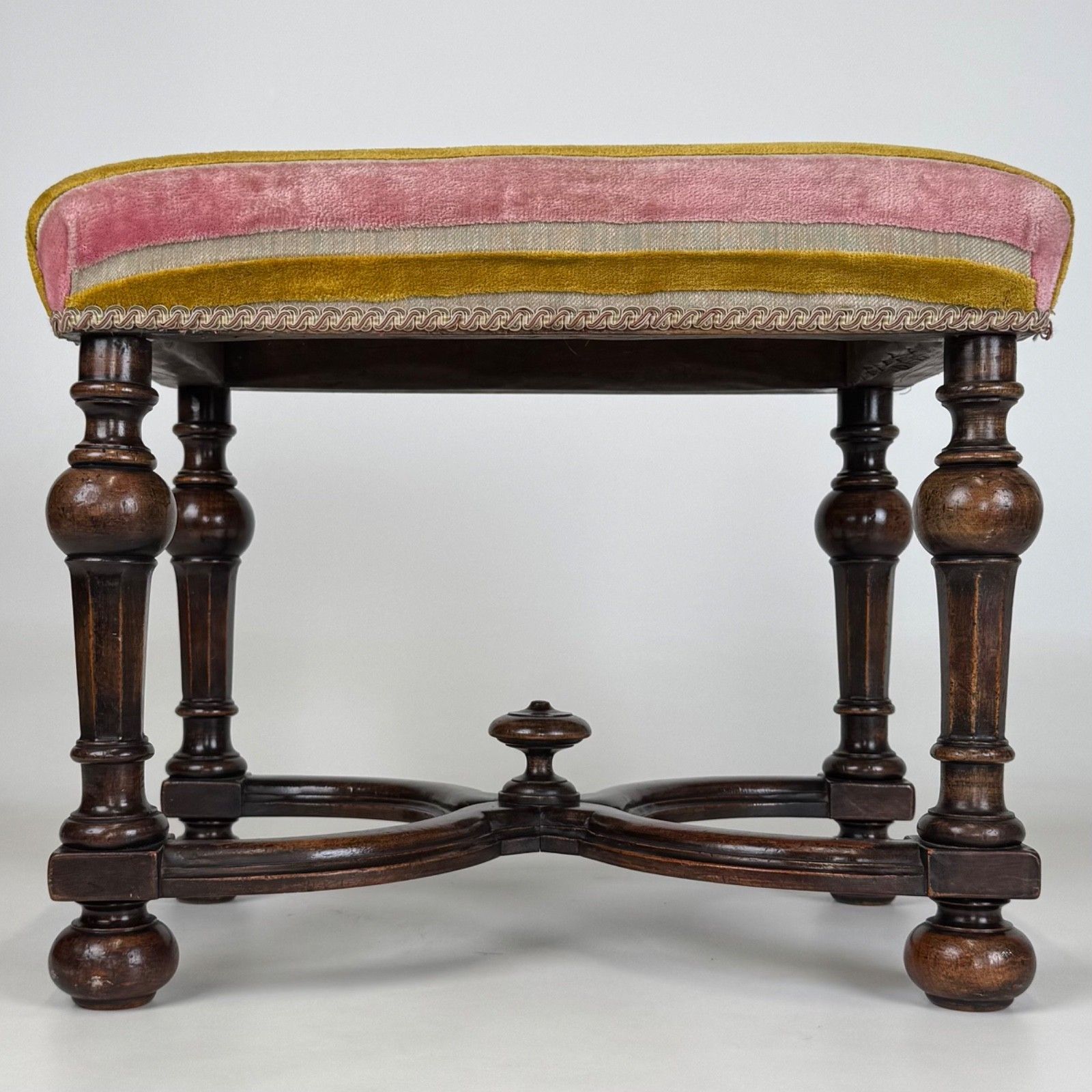 Antique 19th Century William And Mary Style Stool In Mahogany photo 685.0