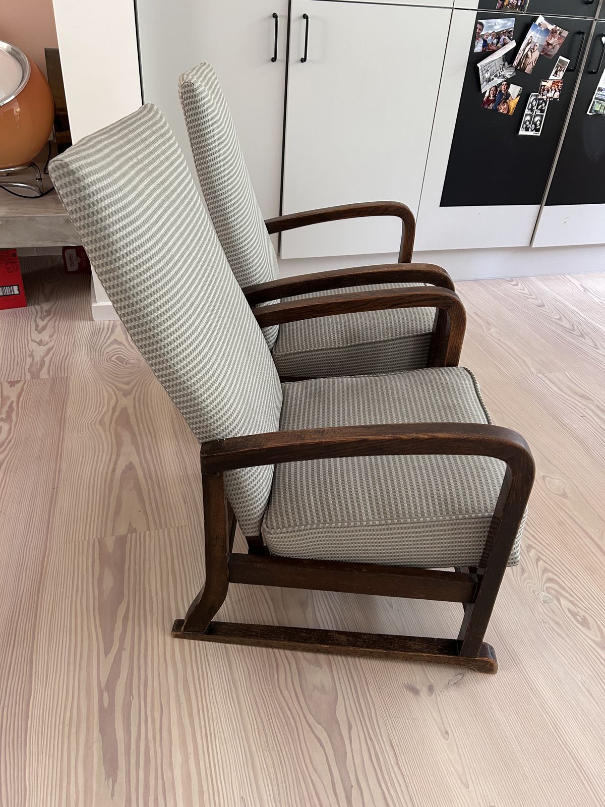 Pair Of Mid Century Upholstered Reclining Armchair photo vintage