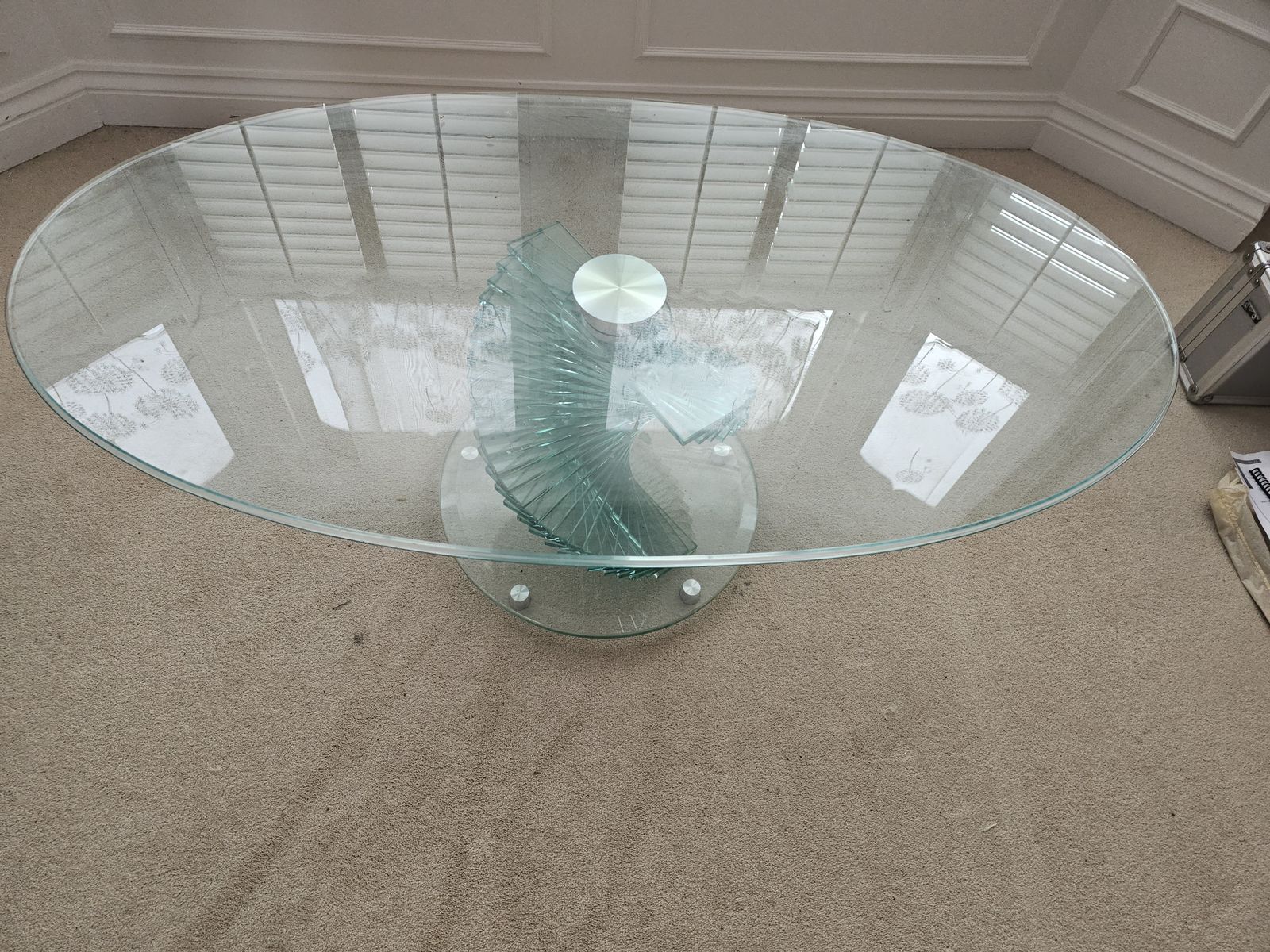 1970s Glass Helix Coffee Table – Retro Design (119cm X 65cm) photo furniture