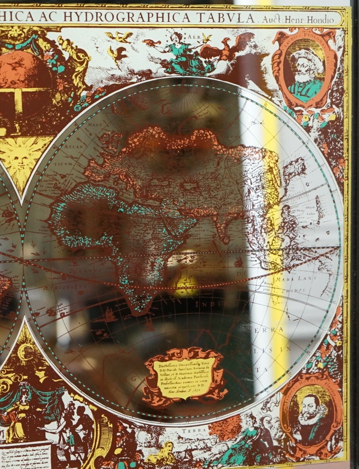 200.0 Vintage World Map Mirror Based On The Original By Johnson 1882 Military Campaign photo