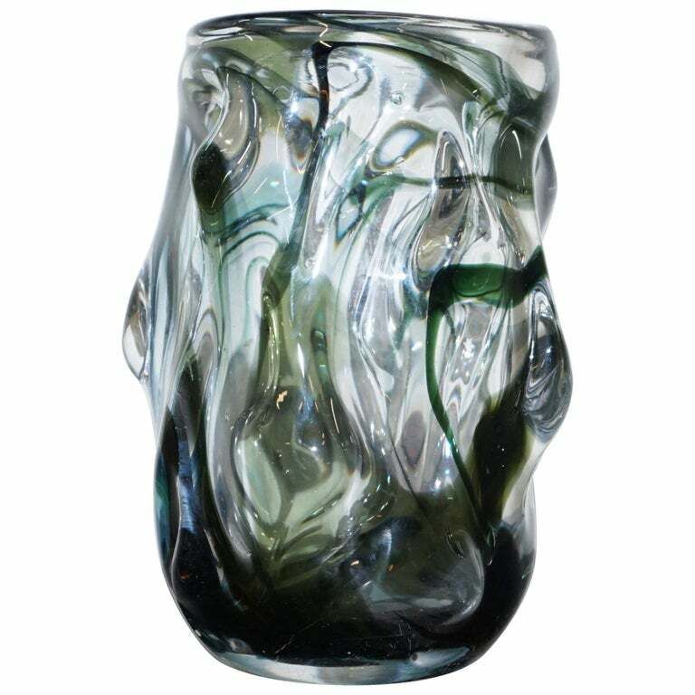One Of Three Stunning Whitefriars Vases With Ornately Crafted Bodies Medium