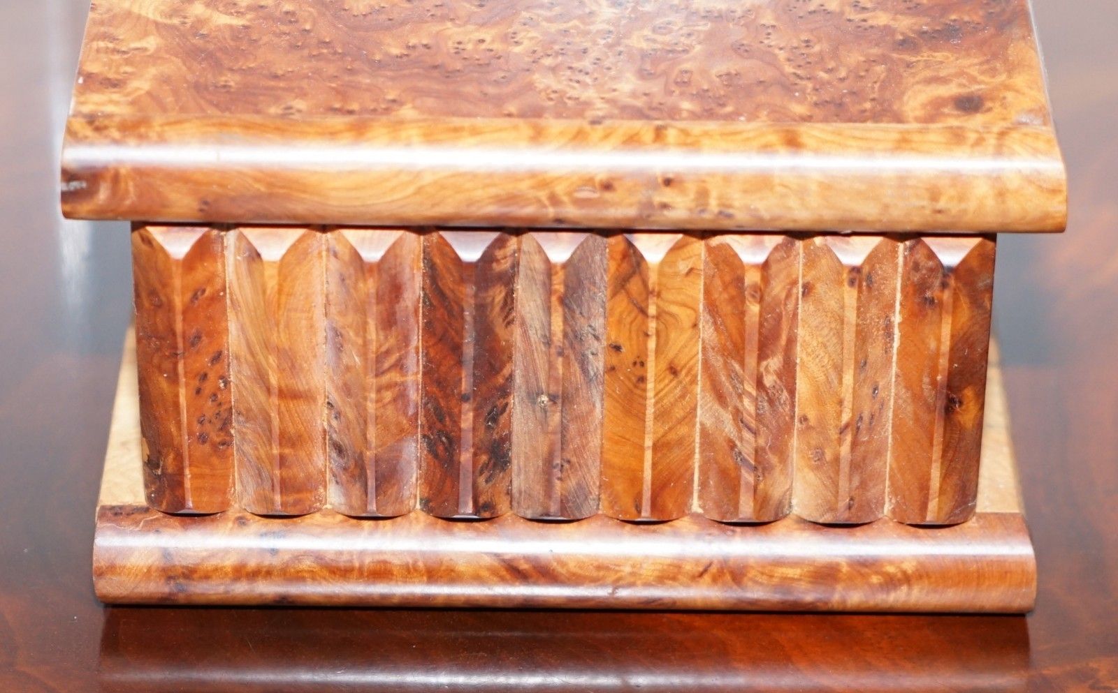 Lovely Antique Hand Made Burr Walnut Trinket Jewellery Box Stunning Patina photo Home Decor