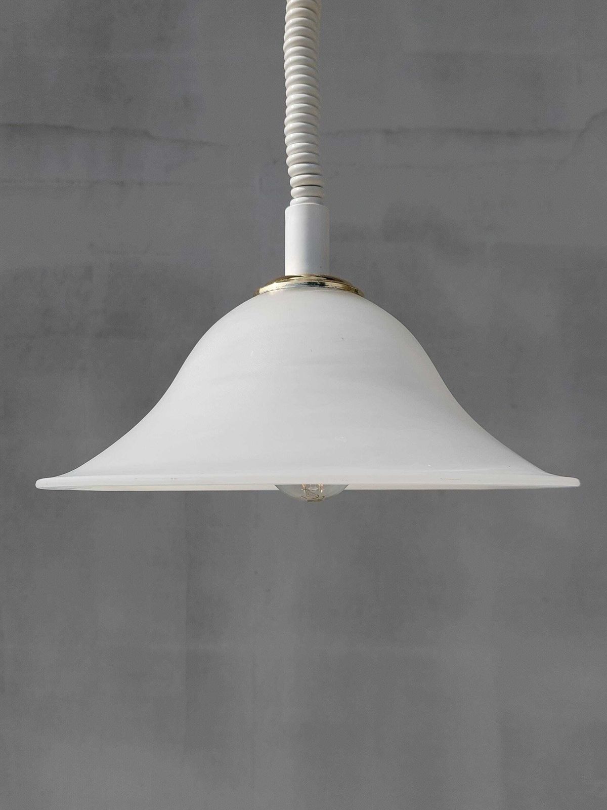 Vintage White Glass Pendant Light, Mid Century Modern Swirl Shade Ceiling Lamp, Retro Hanging Lighting For Kitchen Or Dining Room