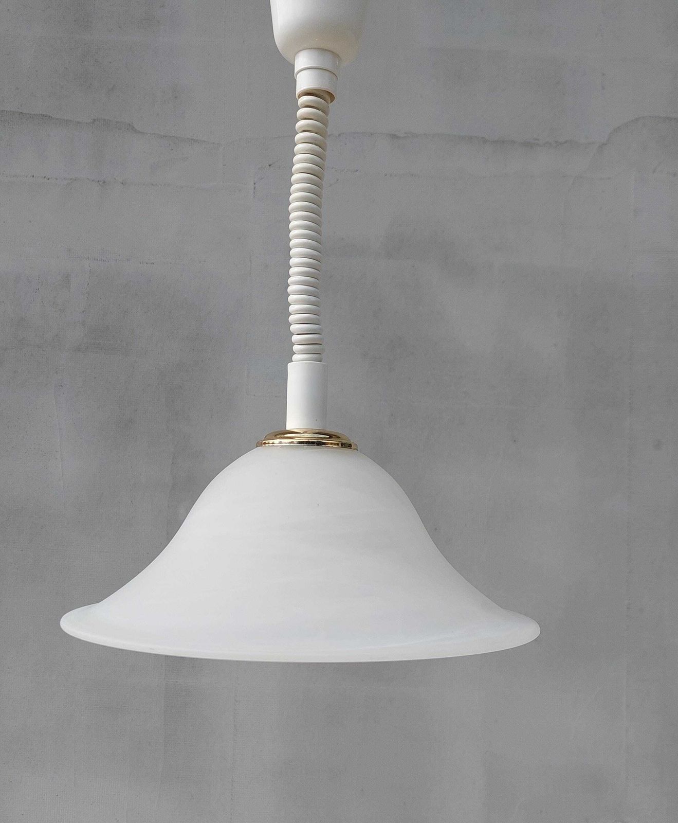 Vintage White Glass Pendant Light, Mid Century Modern Swirl Shade Ceiling Lamp, Retro Hanging Lighting For Kitchen Or Dining Room photo buy