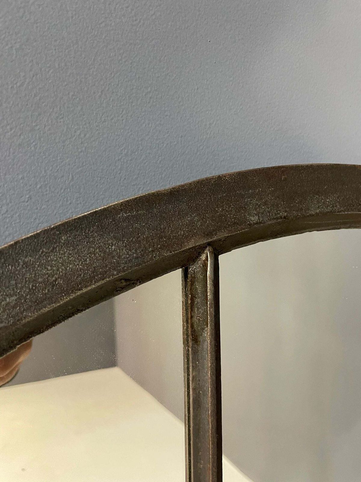 Industrial Iron Mirror With Patina, Czechoslovakia, 1960s photo furniture