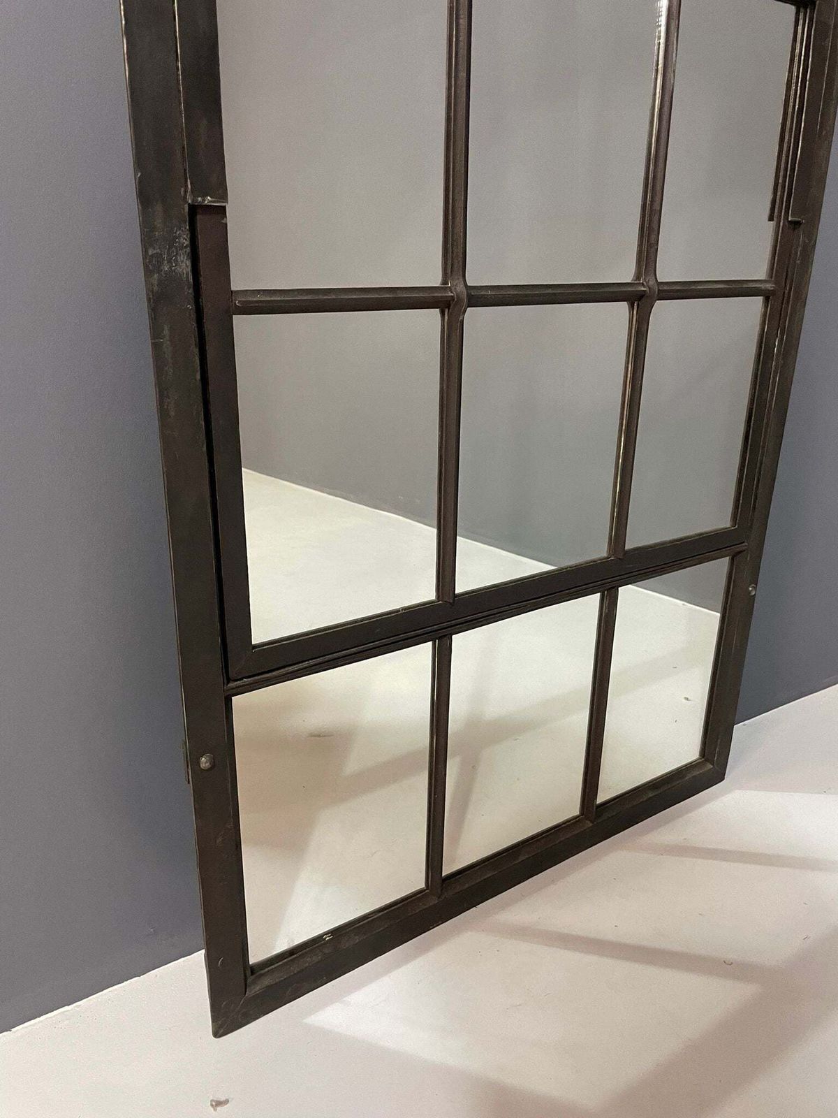 Industrial Iron Mirror With Patina, Czechoslovakia, 1960s photo Home Decor