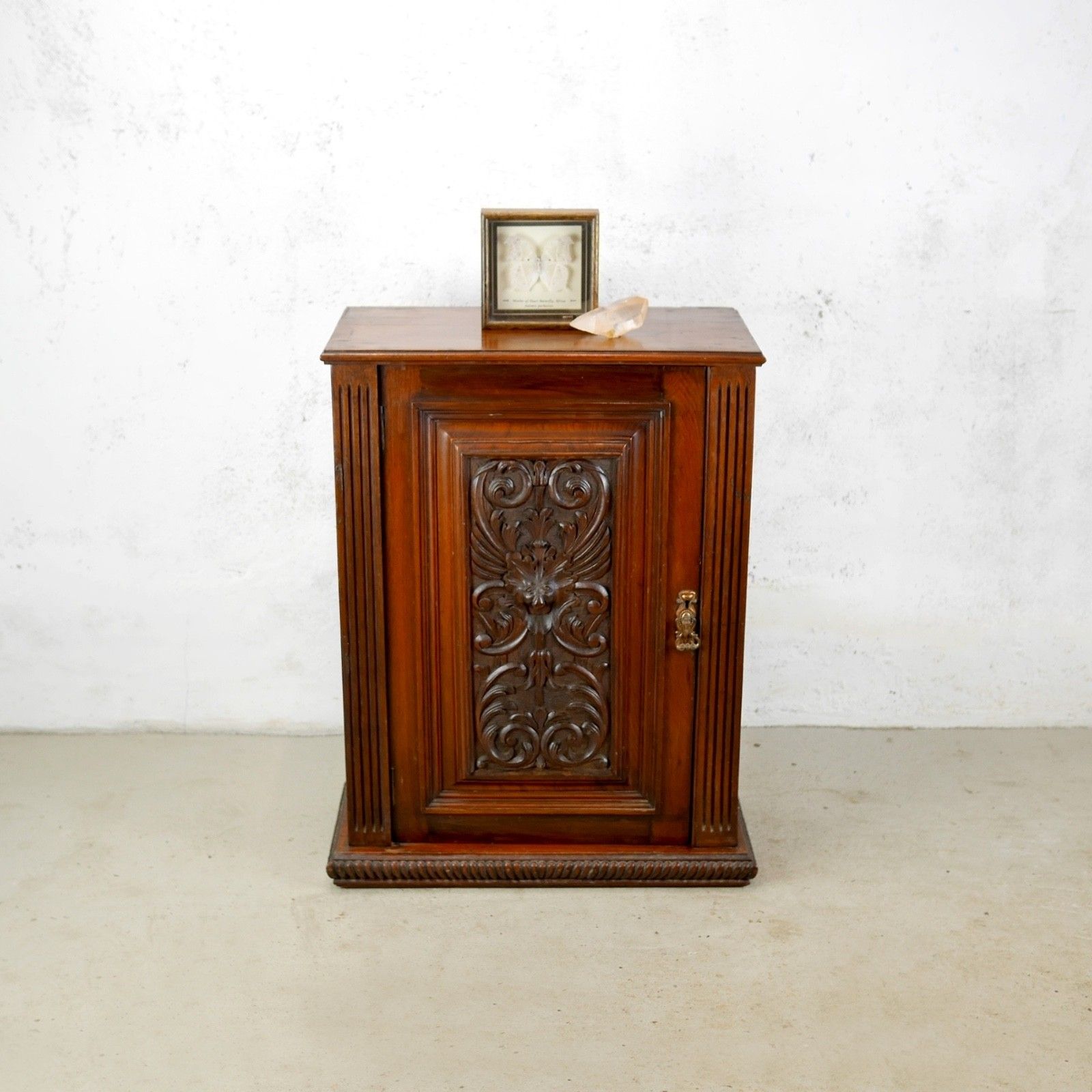Antique Cabinet Cupboard Mahogany Green Man Carved Bathroom #102951 photo for sale