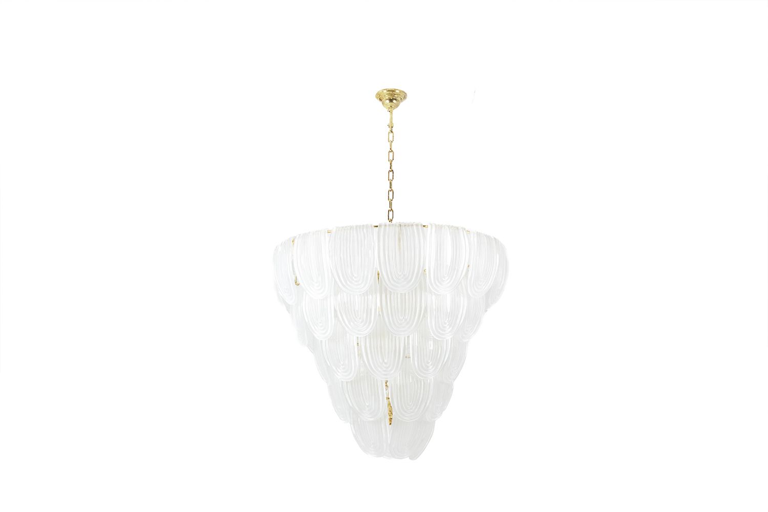 Translucent White Murano Glass Chandelier. Italy, Contemporary Work.